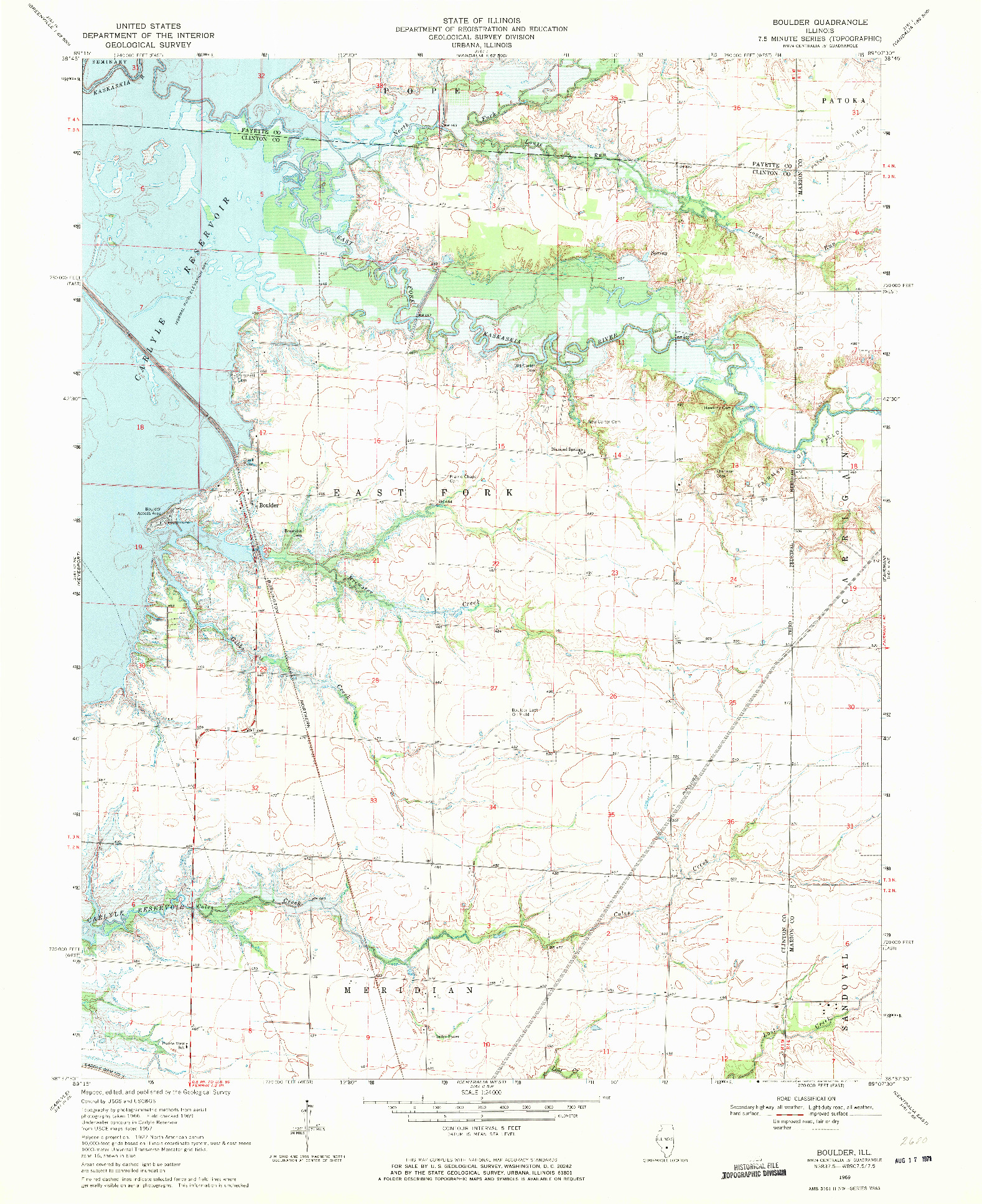 USGS 1:24000-SCALE QUADRANGLE FOR BOULDER, IL 1969