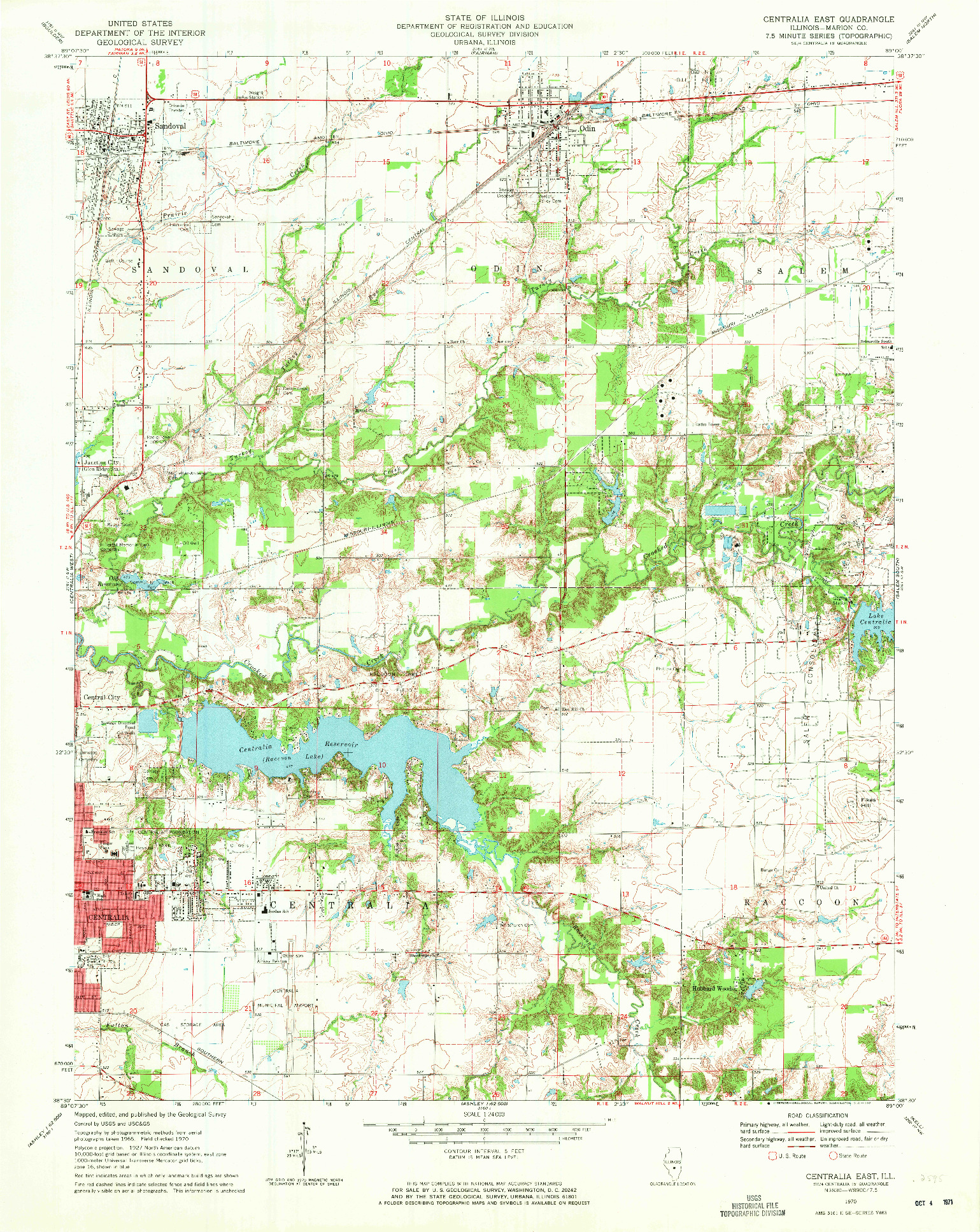 USGS 1:24000-SCALE QUADRANGLE FOR CENTRALIA EAST, IL 1970