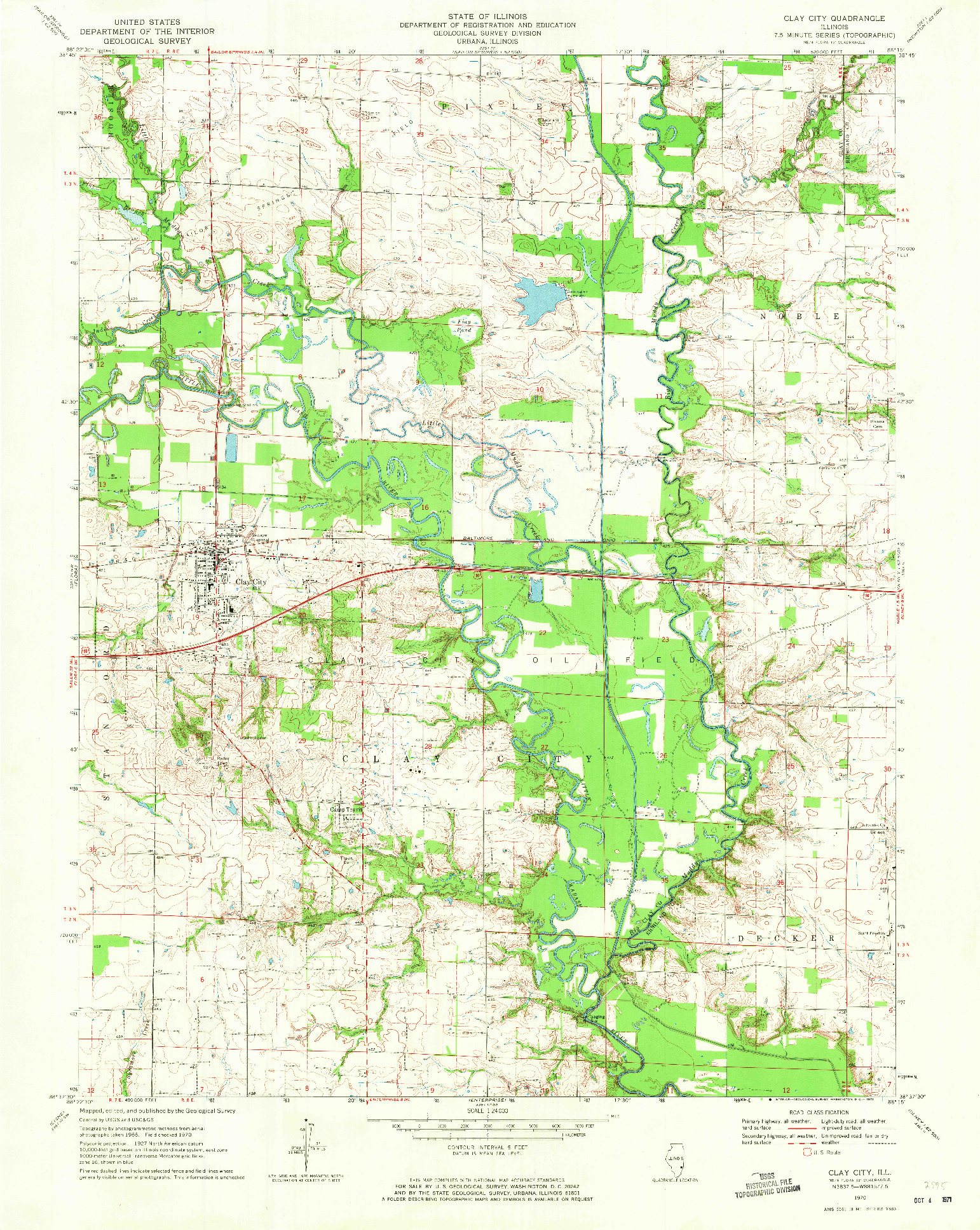 USGS 1:24000-SCALE QUADRANGLE FOR CLAY CITY, IL 1970