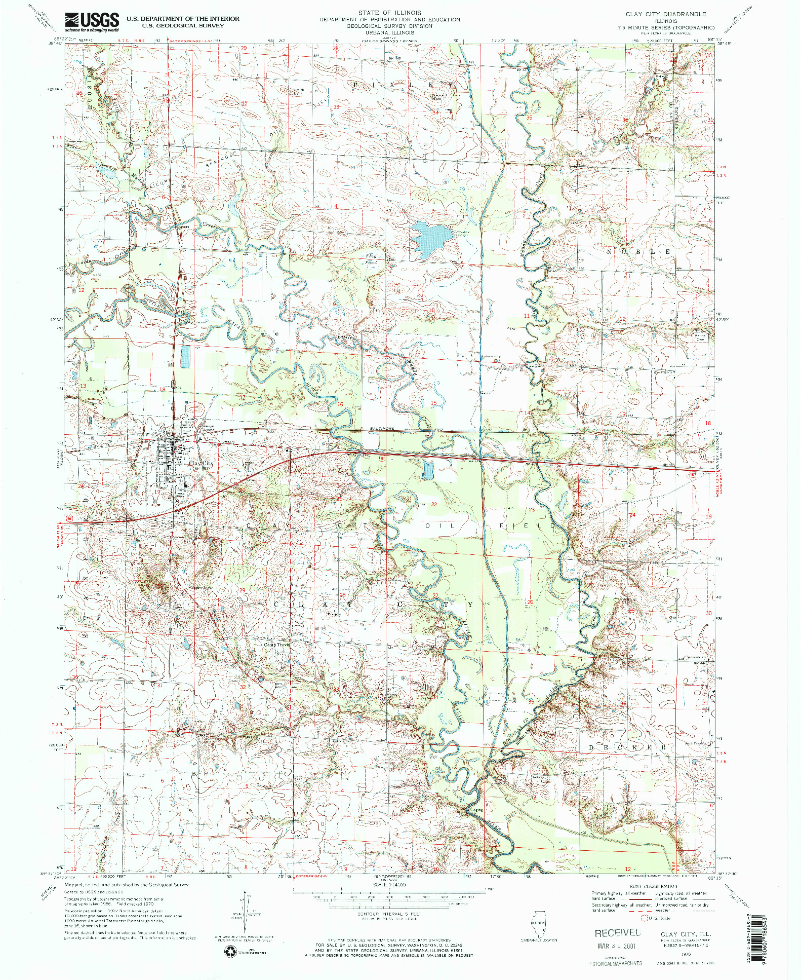 USGS 1:24000-SCALE QUADRANGLE FOR CLAY CITY, IL 1970