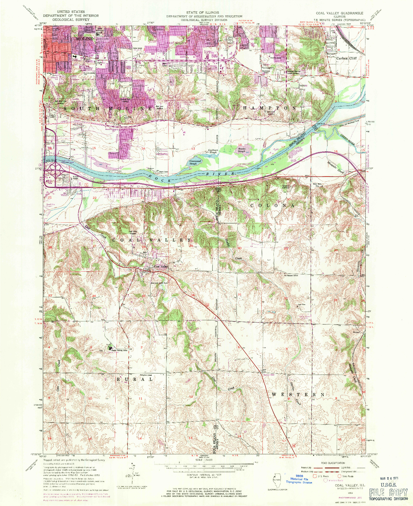 USGS 1:24000-SCALE QUADRANGLE FOR COAL VALLEY, IL 1953