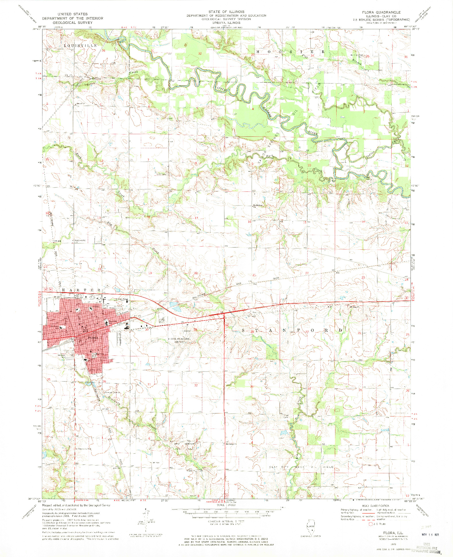 USGS 1:24000-SCALE QUADRANGLE FOR FLORA, IL 1970