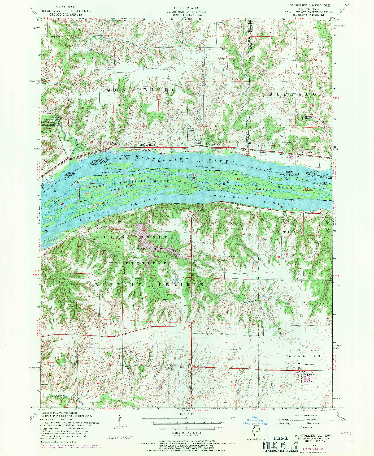 USGS 1:24000-SCALE QUADRANGLE FOR MONTPELIER, IL 1953