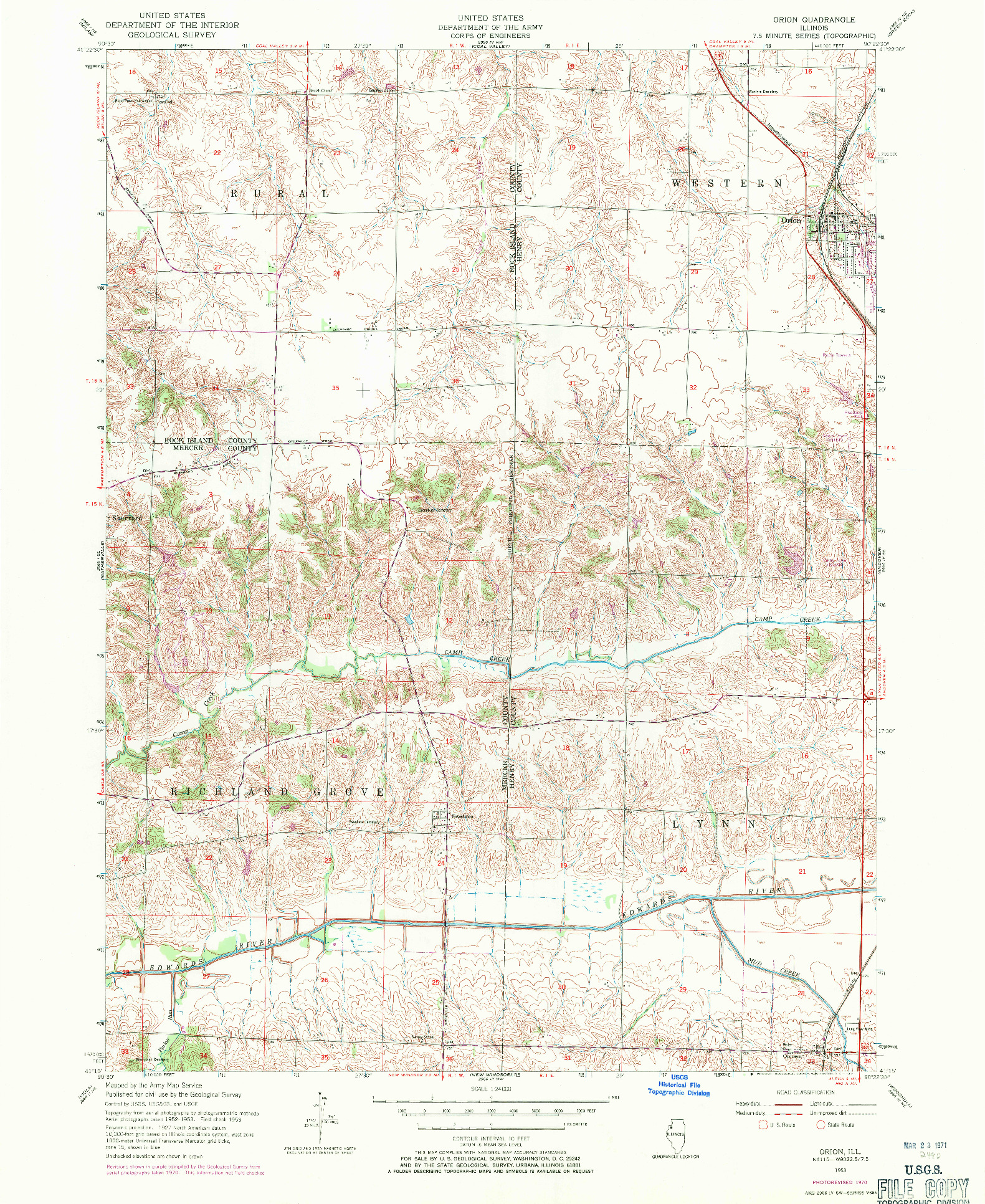 USGS 1:24000-SCALE QUADRANGLE FOR ORION, IL 1953