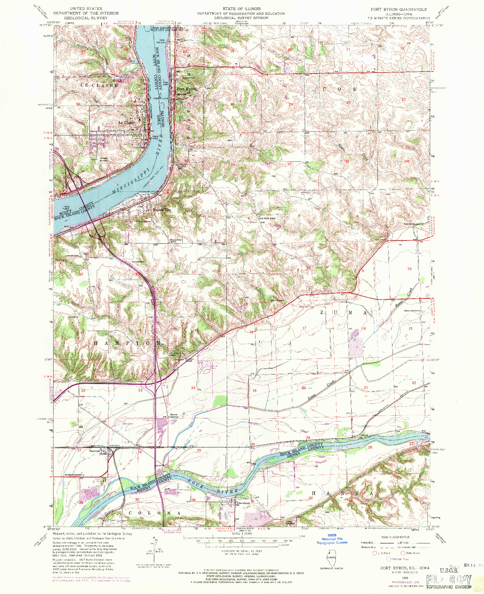 USGS 1:24000-SCALE QUADRANGLE FOR PORT BYRON, IL 1953