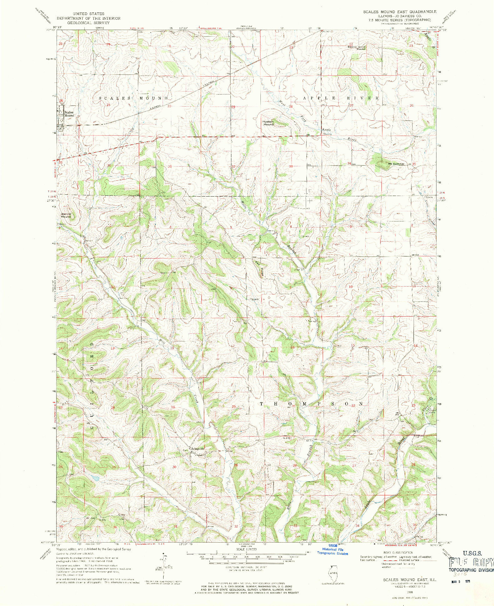 USGS 1:24000-SCALE QUADRANGLE FOR SCALES MOUND EAST, IL 1968