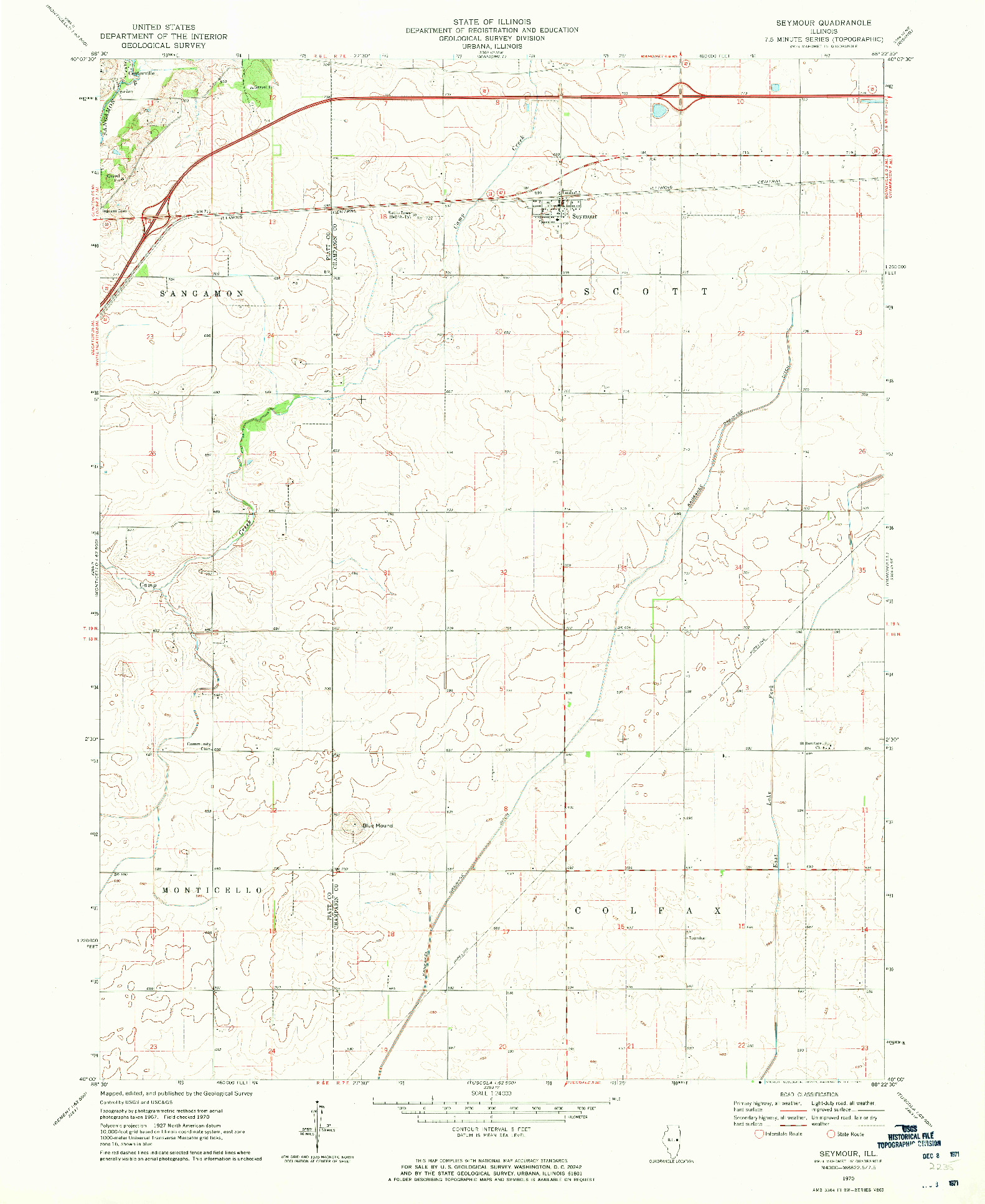 USGS 1:24000-SCALE QUADRANGLE FOR SEYMOUR, IL 1970