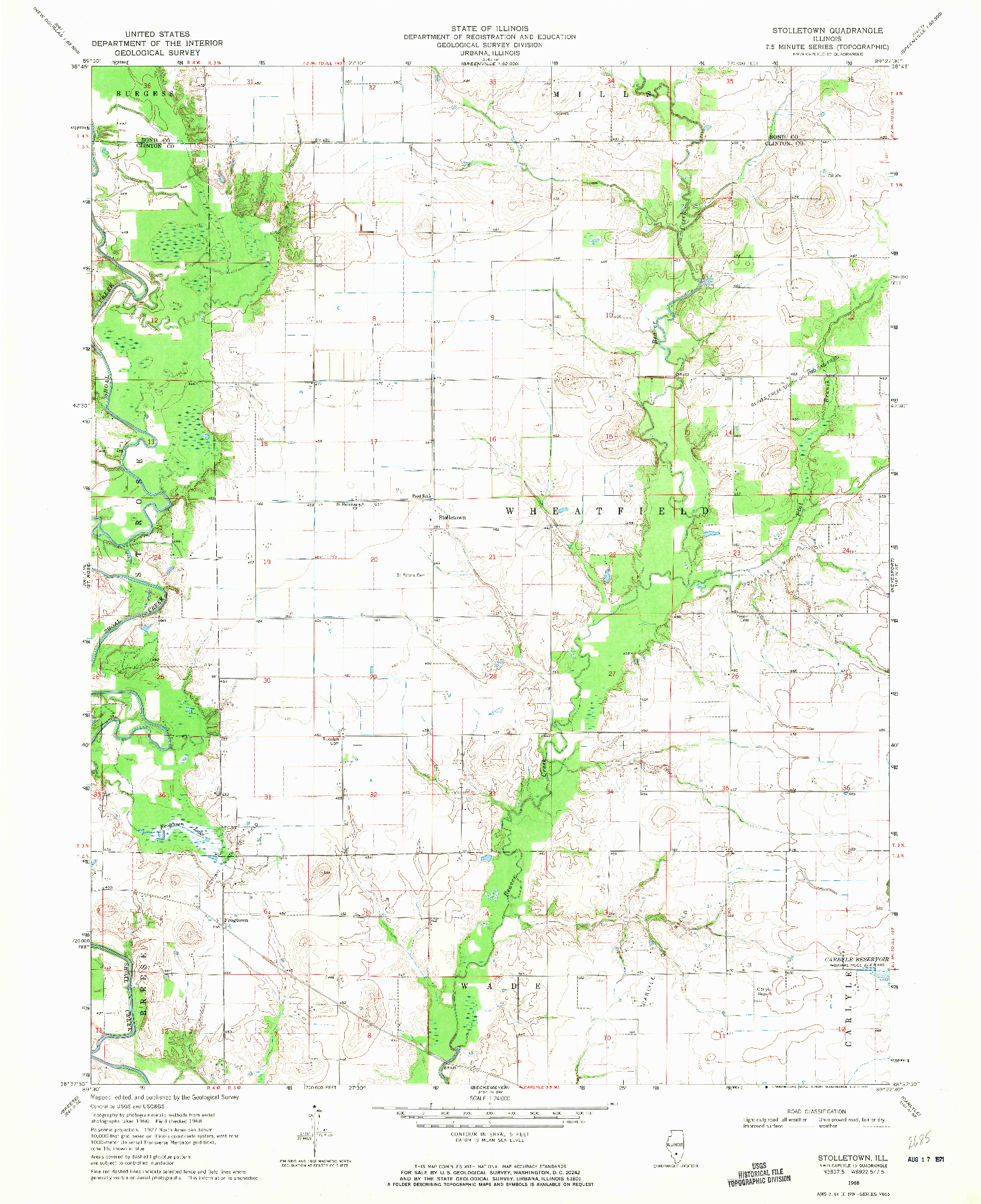 USGS 1:24000-SCALE QUADRANGLE FOR STOLLETOWN, IL 1968