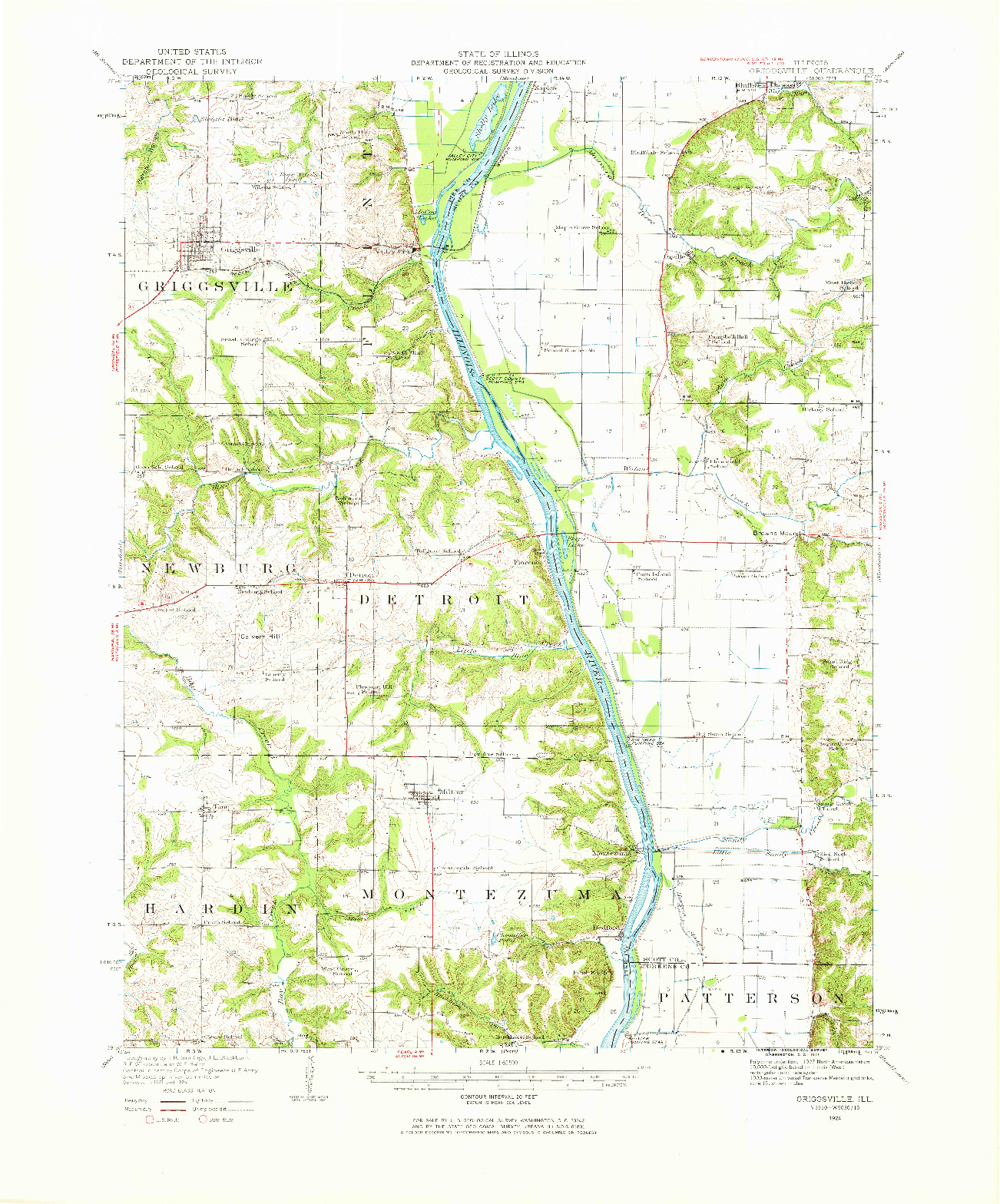 USGS 1:62500-SCALE QUADRANGLE FOR GRIGGSVILLE, IL 1924