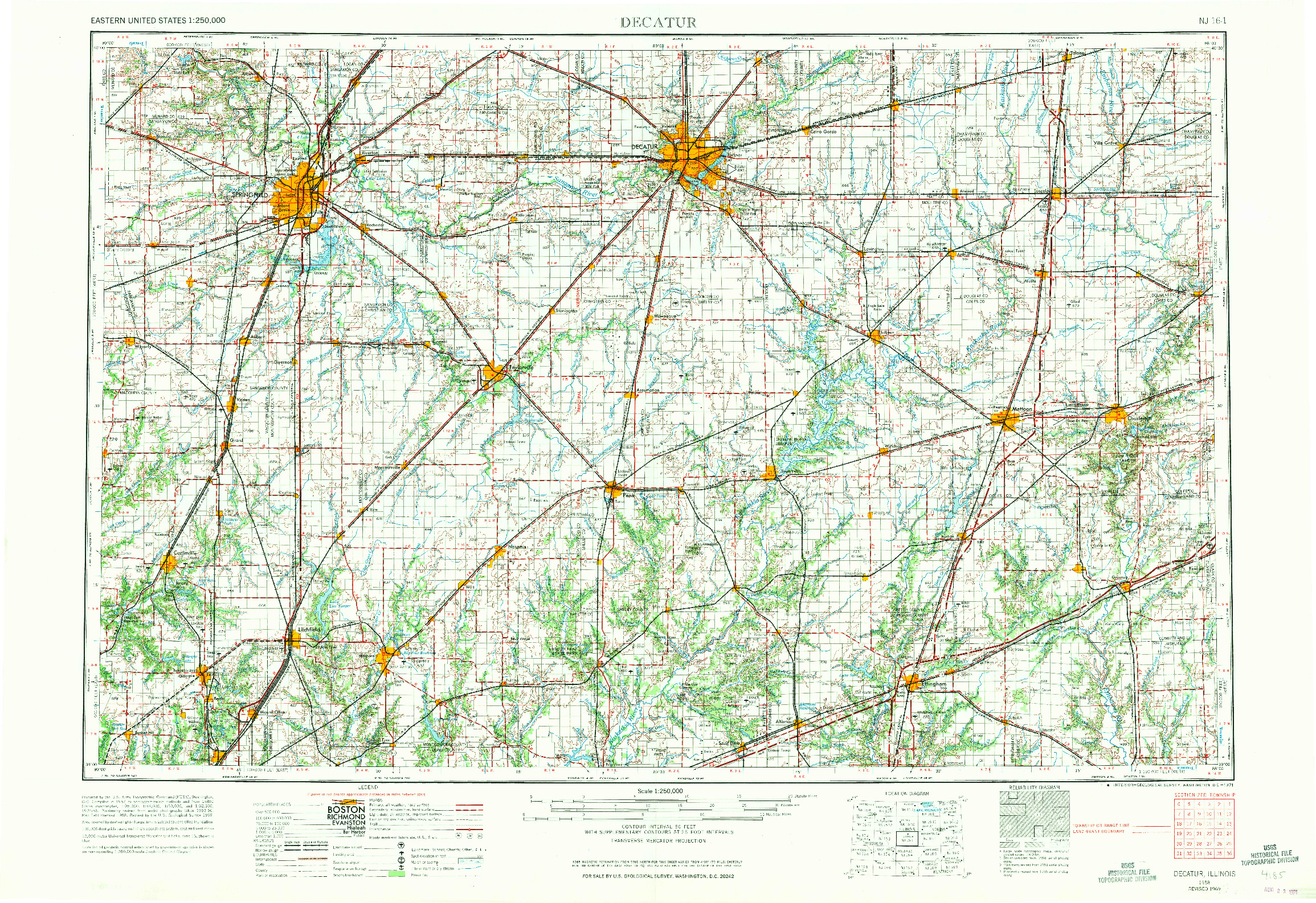 USGS 1:250000-SCALE QUADRANGLE FOR DECATUR, IL 1958