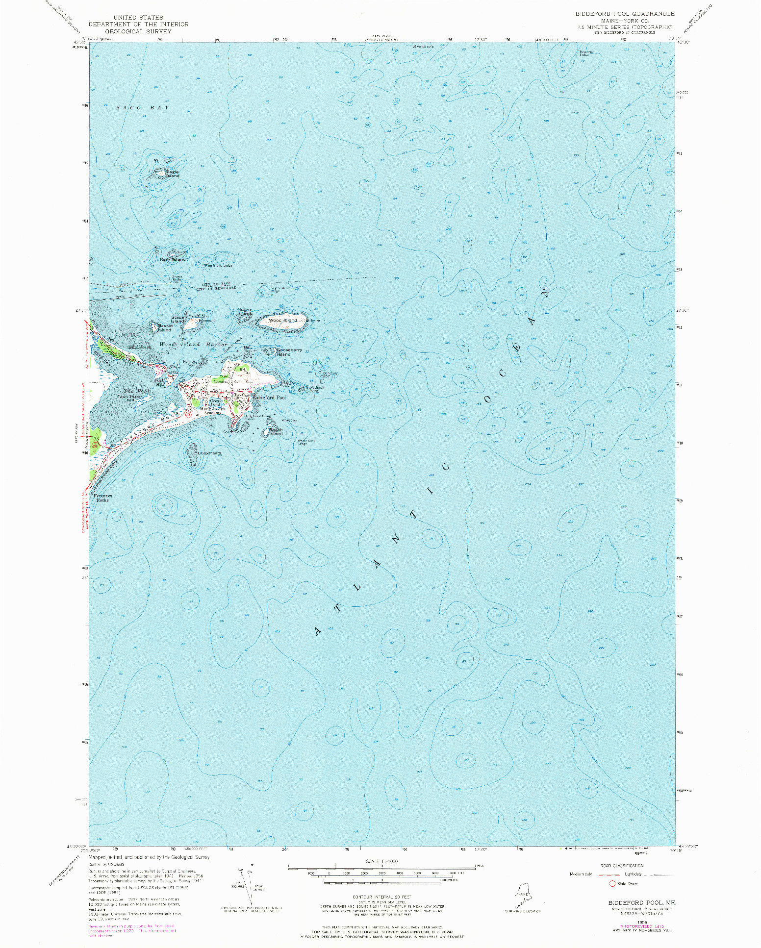 USGS 1:24000-SCALE QUADRANGLE FOR BIDDEFORD POOL, ME 1956