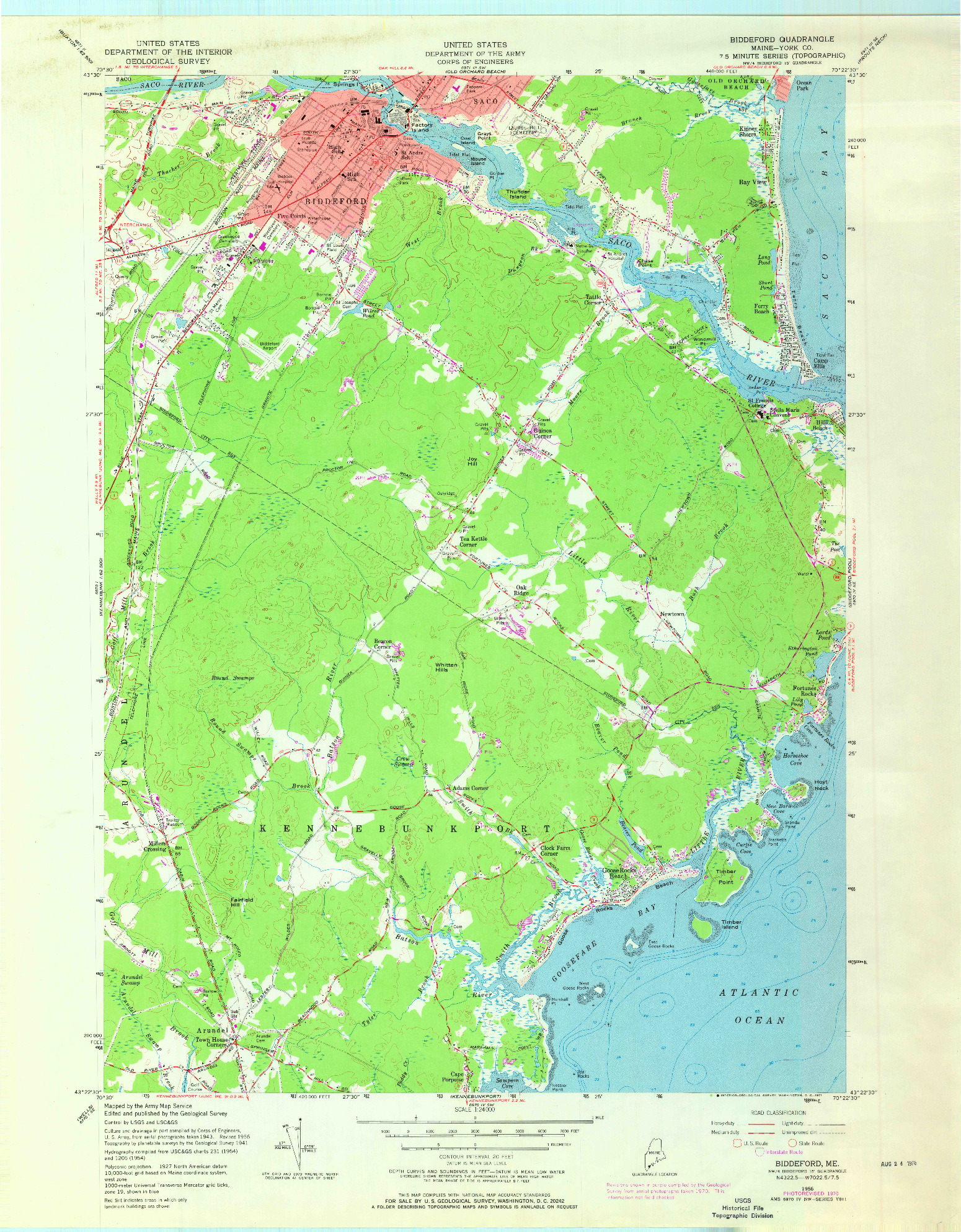 USGS 1:24000-SCALE QUADRANGLE FOR BIDDEFORD, ME 1956