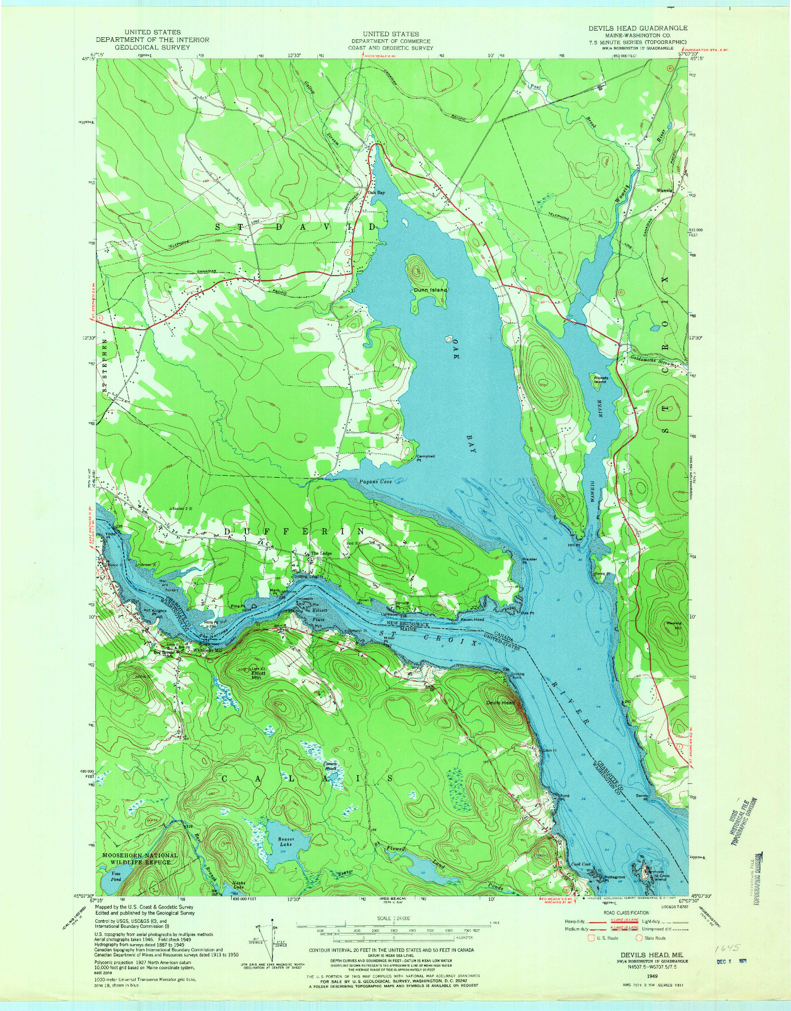 USGS 1:24000-SCALE QUADRANGLE FOR DEVILS HEAD, ME 1949