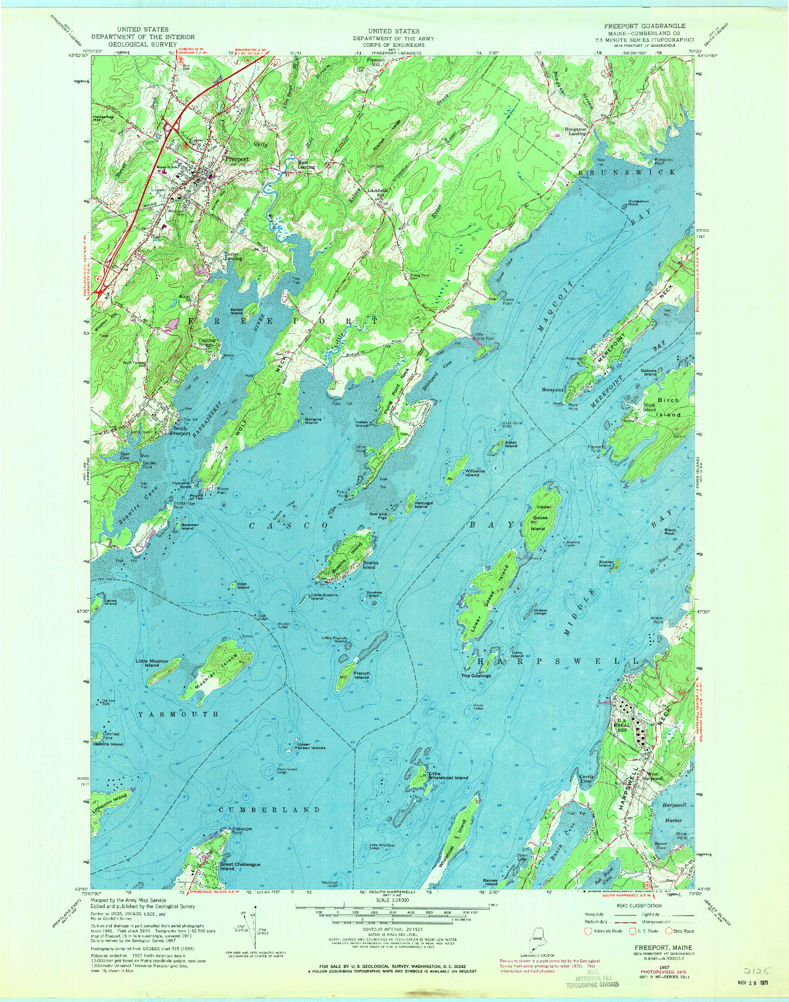 USGS 1:24000-SCALE QUADRANGLE FOR FREEPORT, ME 1957