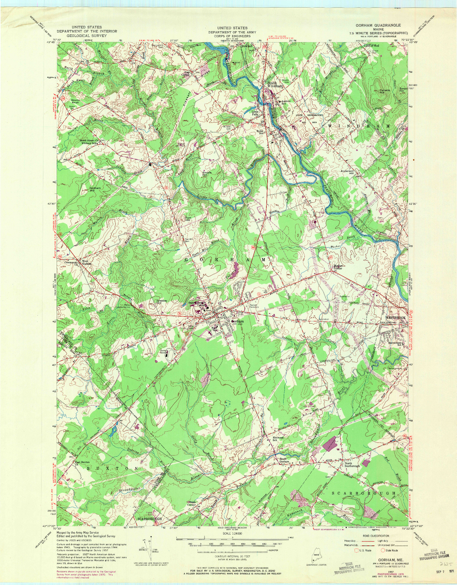 USGS 1:24000-SCALE QUADRANGLE FOR GORHAM, ME 1957