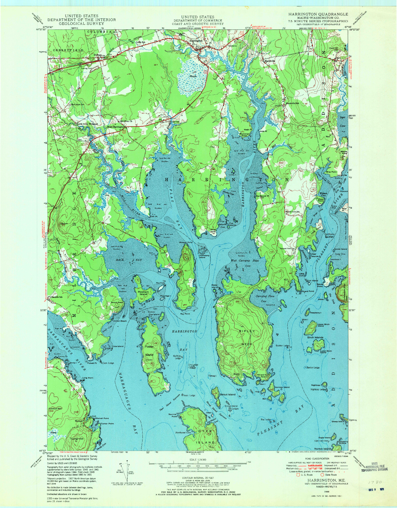 USGS 1:24000-SCALE QUADRANGLE FOR HARRINGTON, ME 1948
