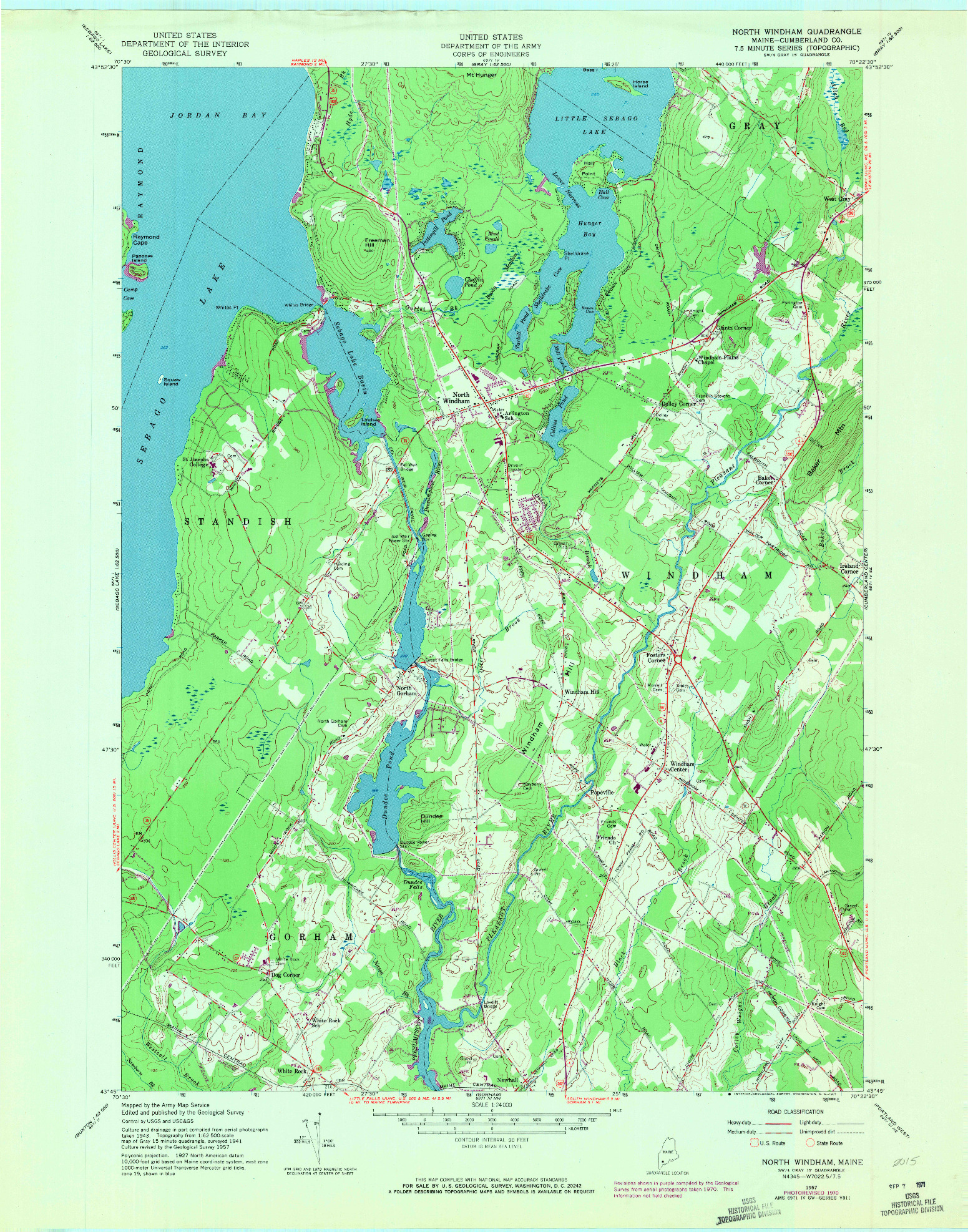USGS 1:24000-SCALE QUADRANGLE FOR NORTH WINDHAM, ME 1957