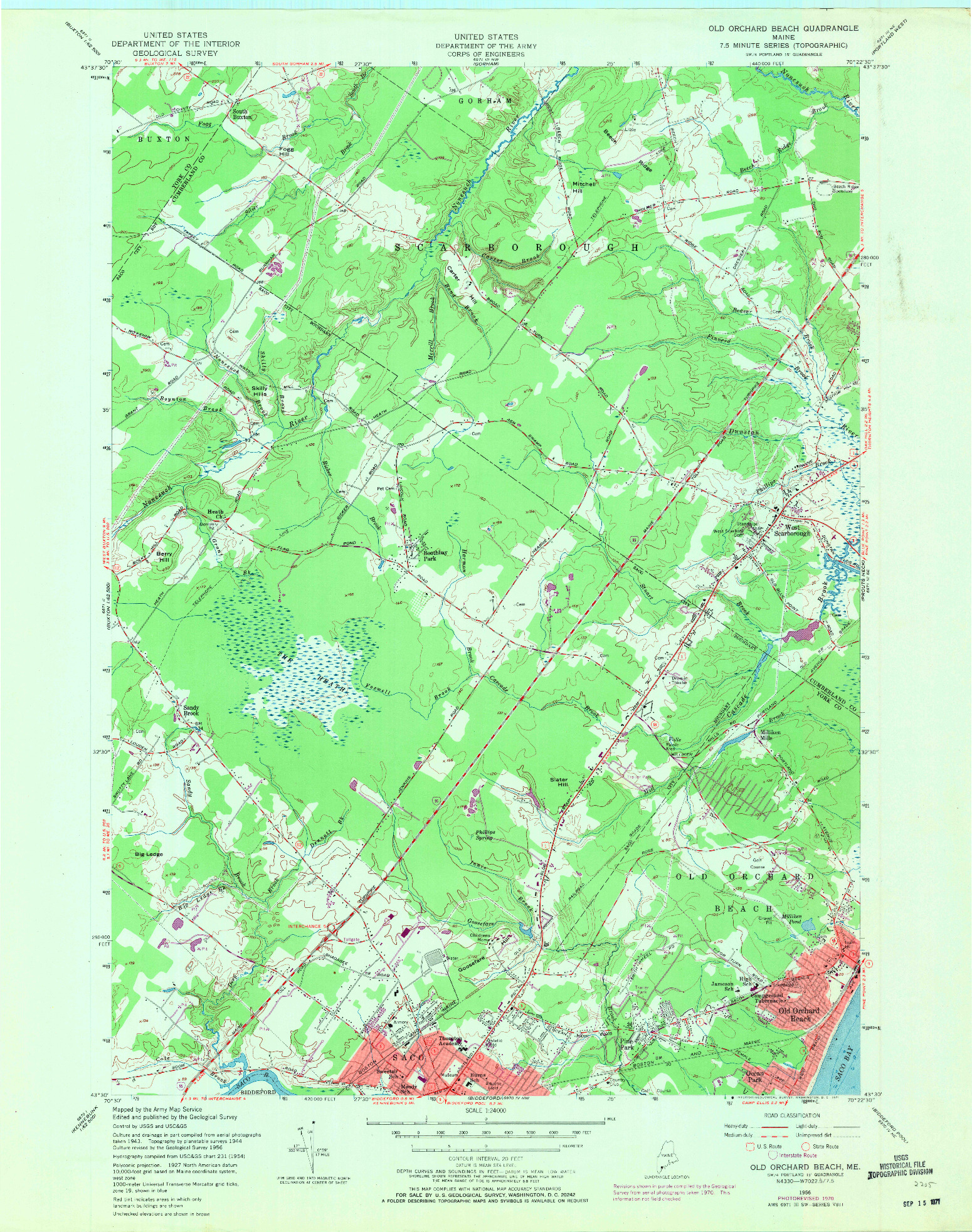 USGS 1:24000-SCALE QUADRANGLE FOR OLD ORCHARD BEACH, ME 1956