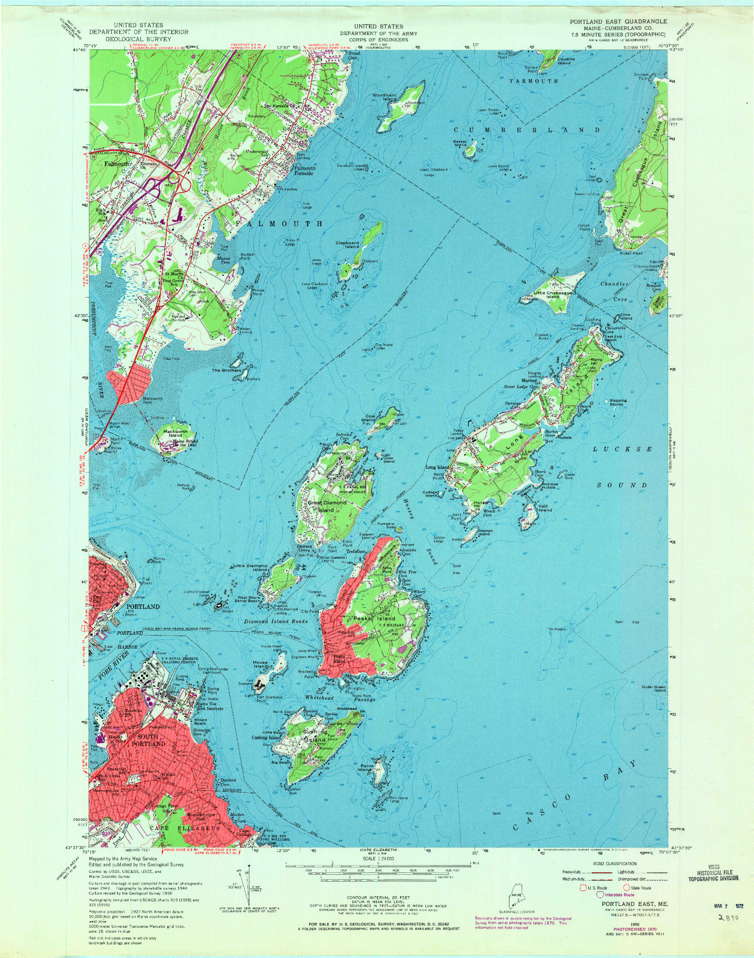 USGS 1:24000-SCALE QUADRANGLE FOR PORTLAND EAST, ME 1956