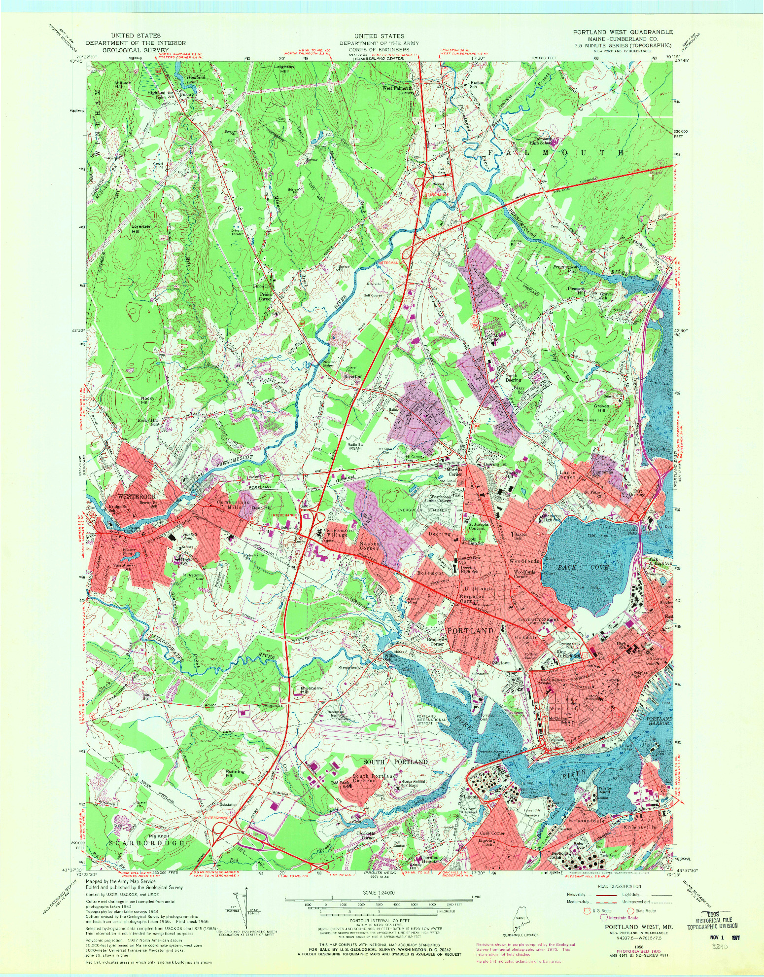 USGS 1:24000-SCALE QUADRANGLE FOR PORTLAND WEST, ME 1956