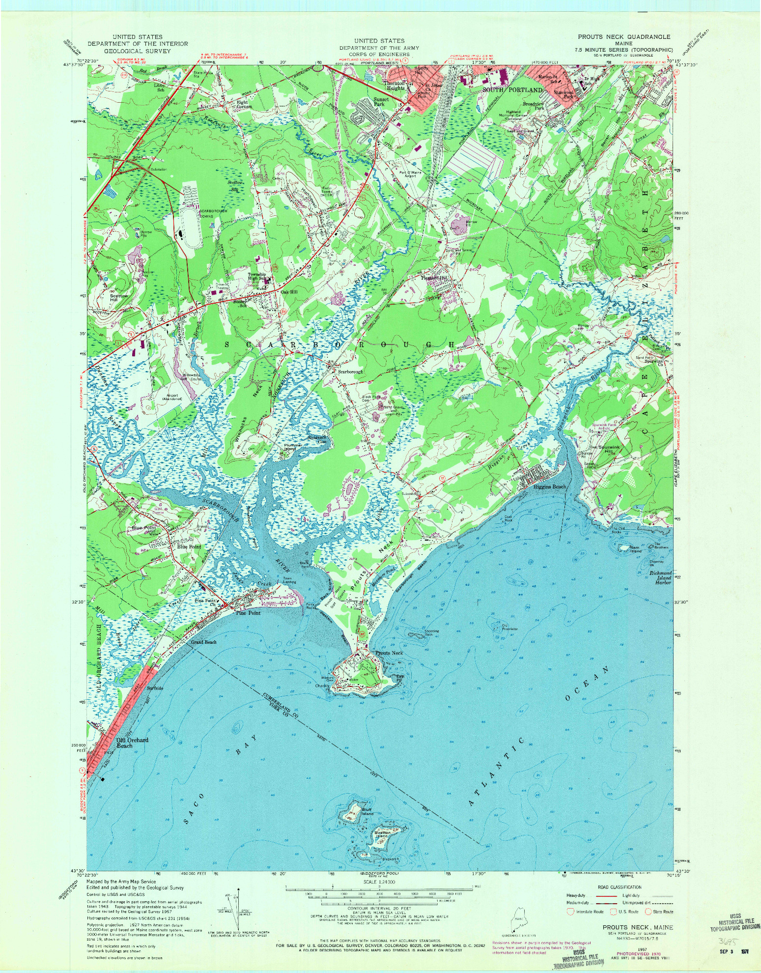 USGS 1:24000-SCALE QUADRANGLE FOR PROUTS NECK, ME 1957