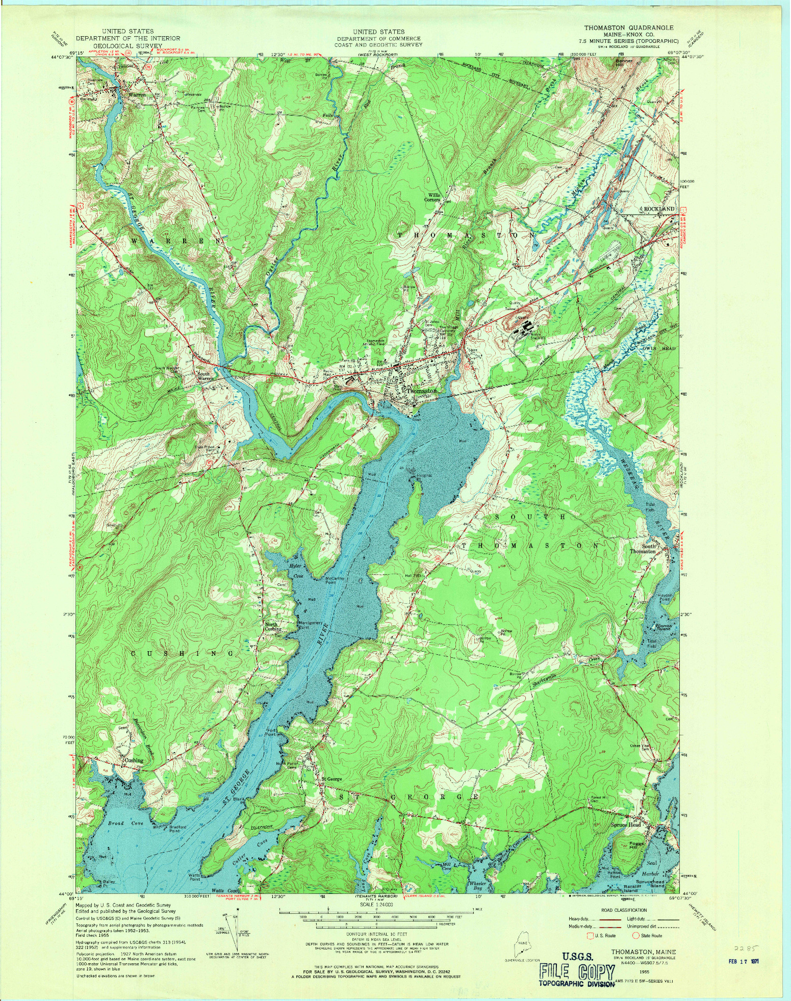 USGS 1:24000-SCALE QUADRANGLE FOR THOMASTON, ME 1955