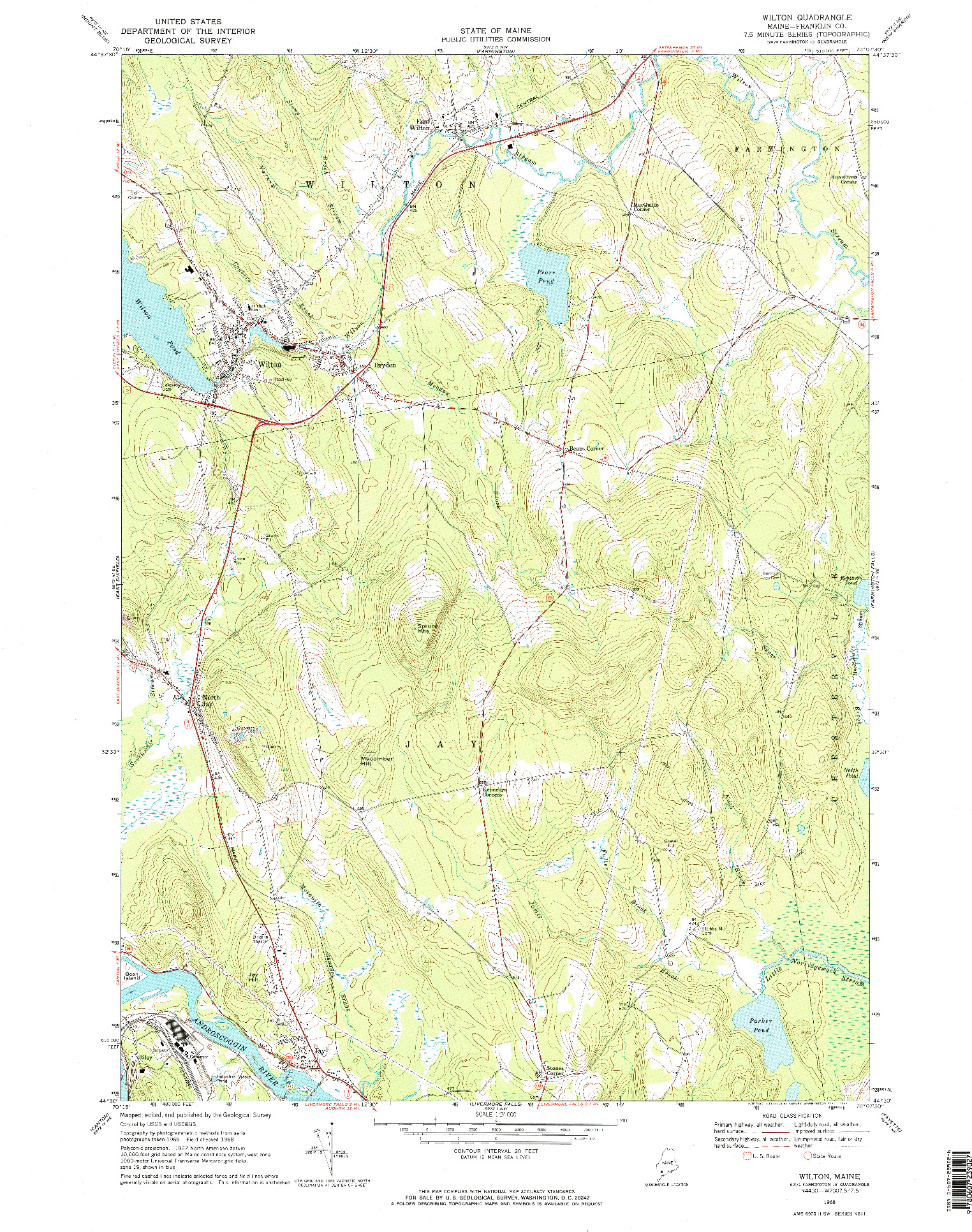 USGS 1:24000-SCALE QUADRANGLE FOR WILTON, ME 1968