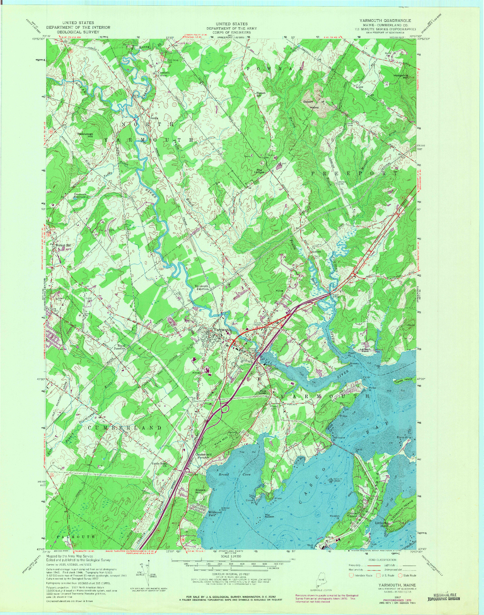 USGS 1:24000-SCALE QUADRANGLE FOR YARMOUTH, ME 1957