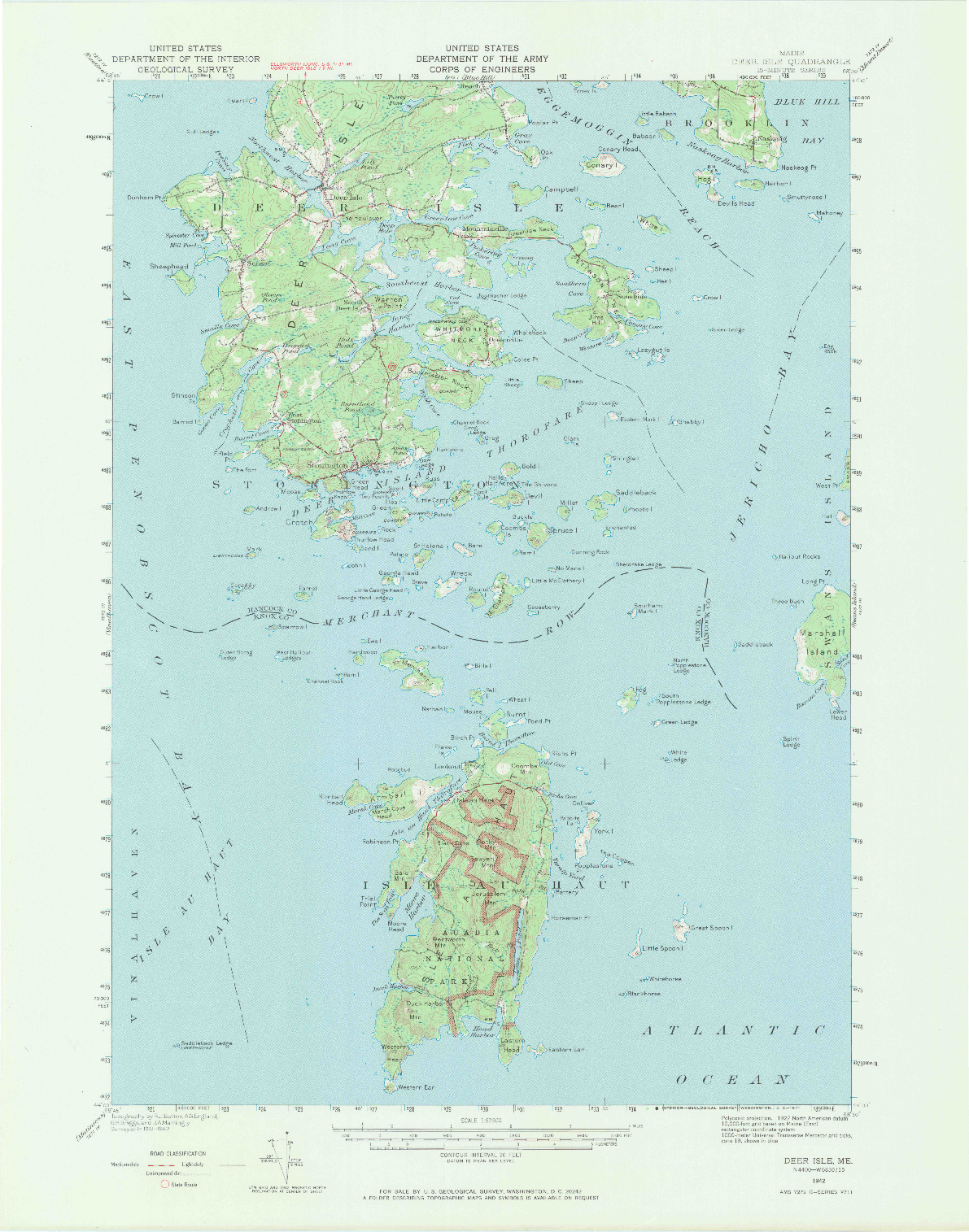 USGS 1:62500-SCALE QUADRANGLE FOR DEER ISLE, ME 1942