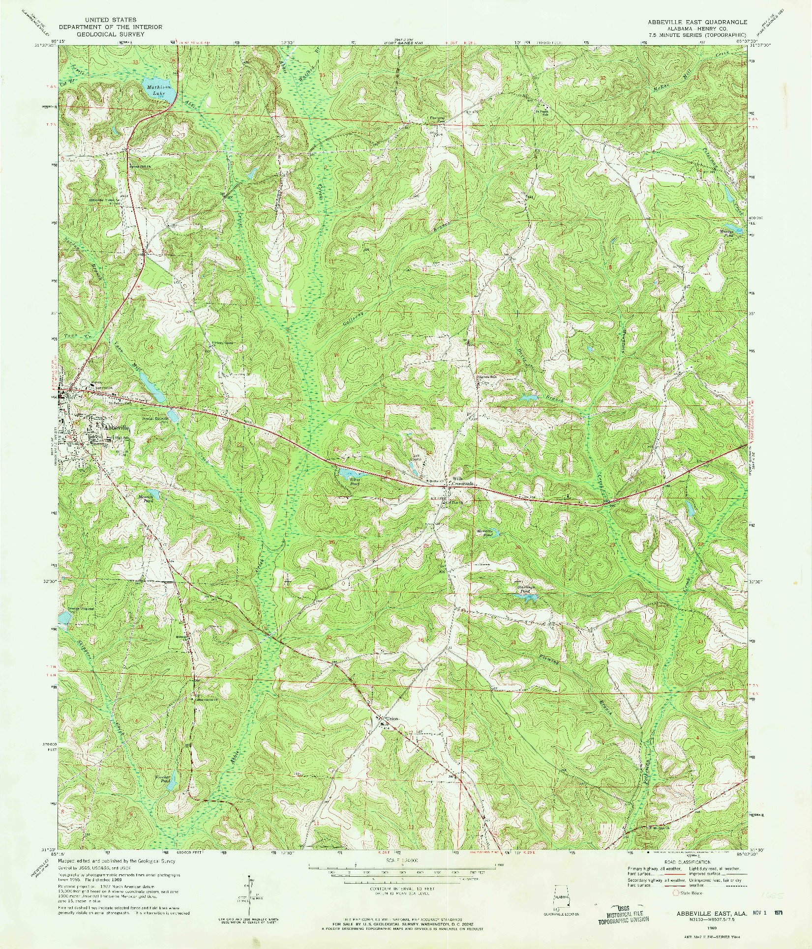 USGS 1:24000-SCALE QUADRANGLE FOR ABBEVILLE EAST, AL 1969