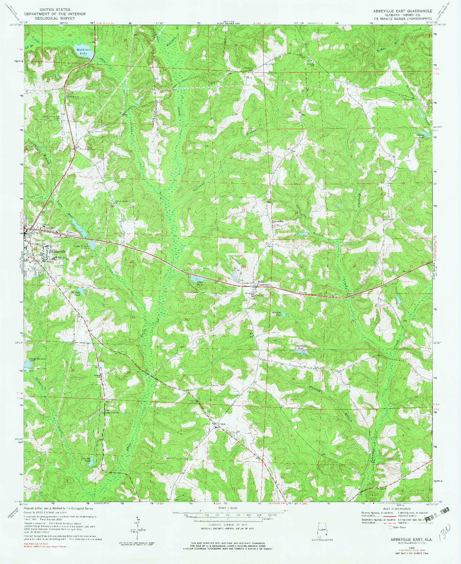 USGS 1:24000-SCALE QUADRANGLE FOR ABBEVILLE EAST, AL 1969