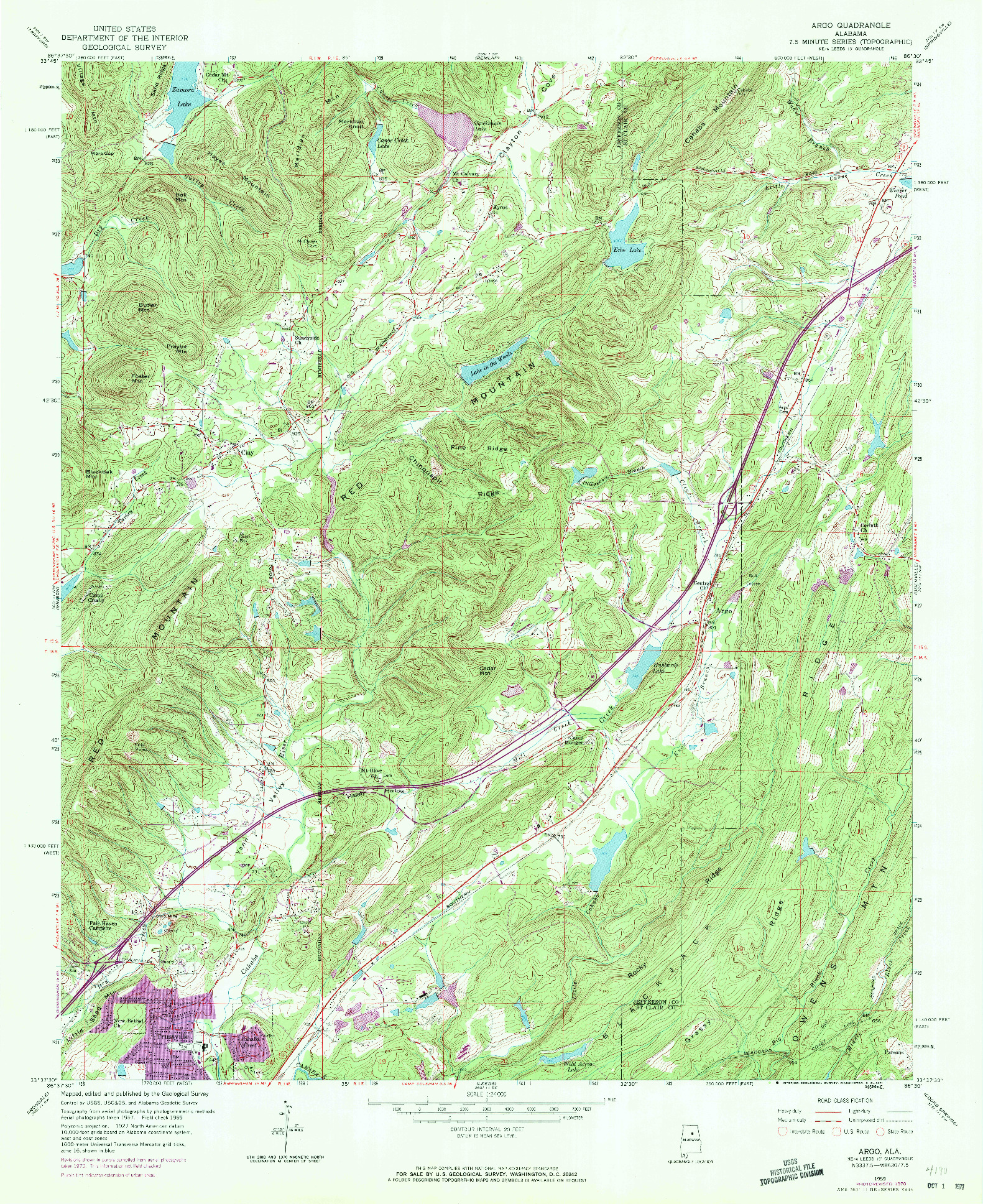 USGS 1:24000-SCALE QUADRANGLE FOR ARGO, AL 1959
