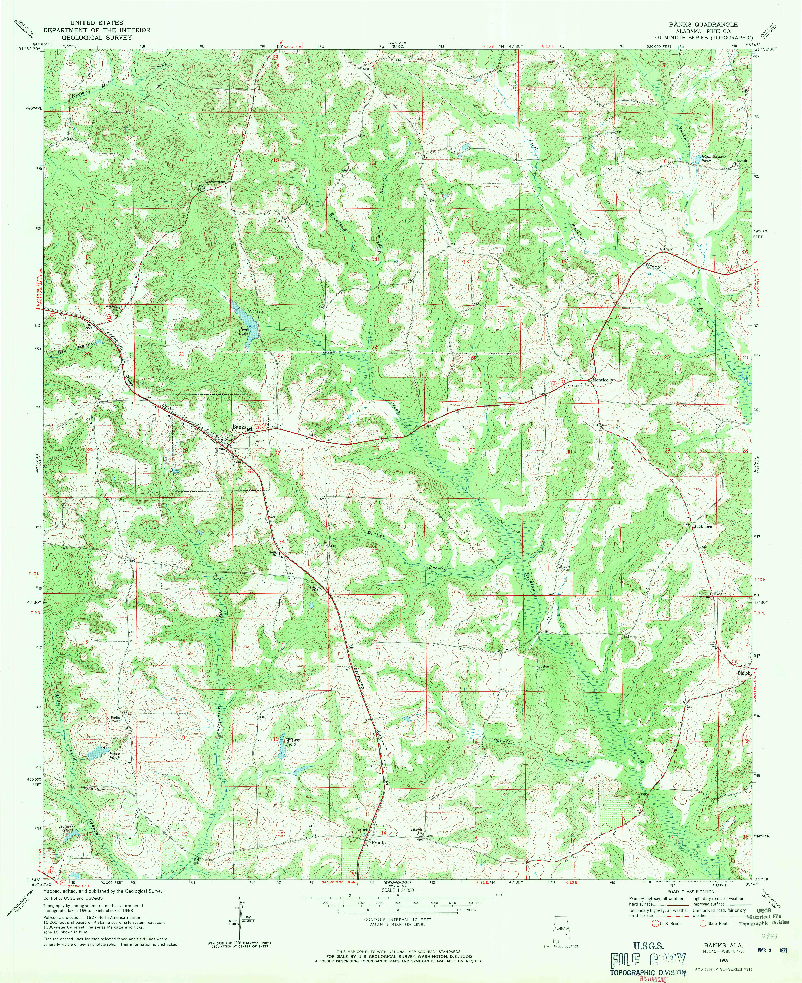 USGS 1:24000-SCALE QUADRANGLE FOR BANKS, AL 1968