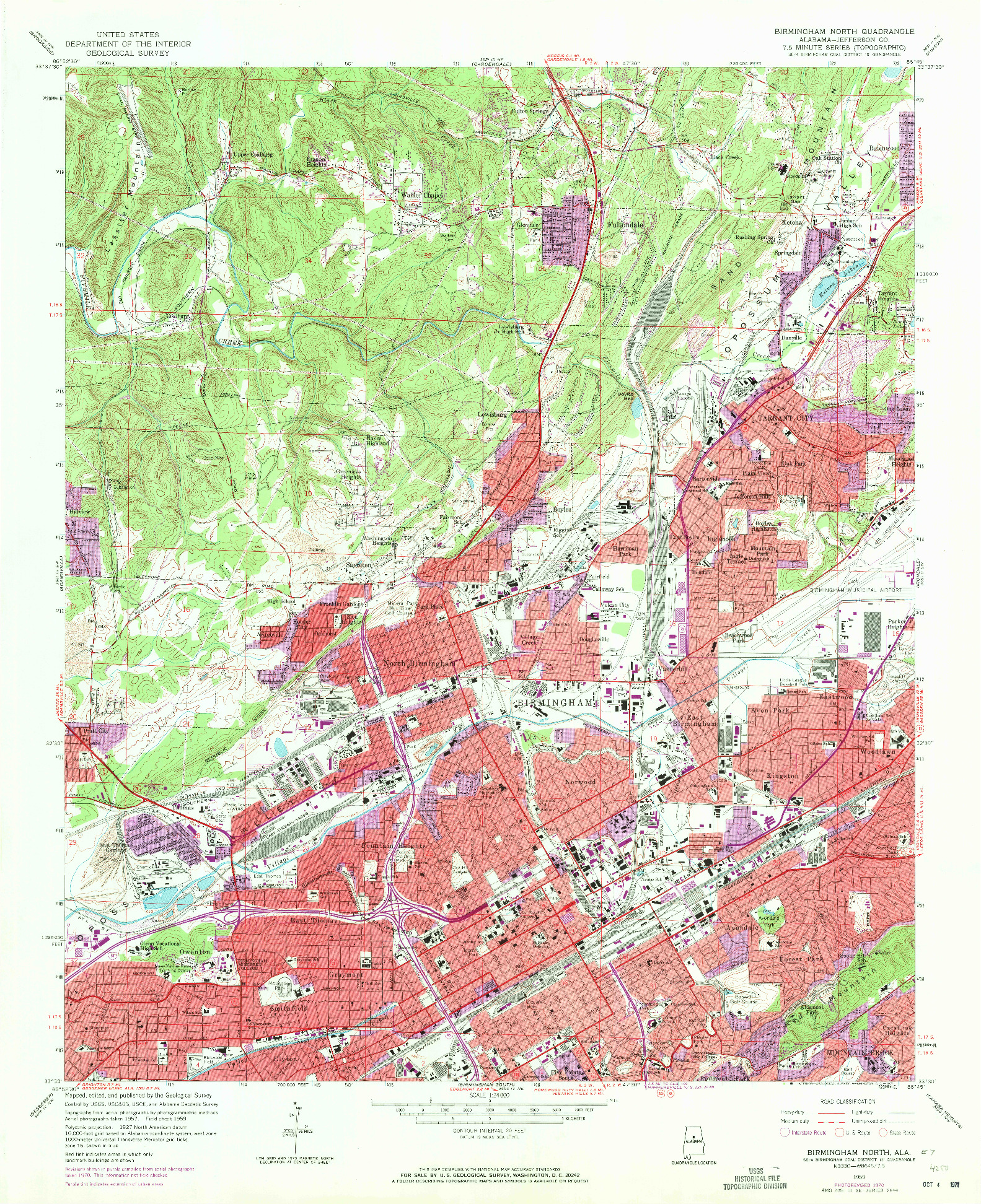 USGS 1:24000-SCALE QUADRANGLE FOR BIRMINGHAM NORTH, AL 1959