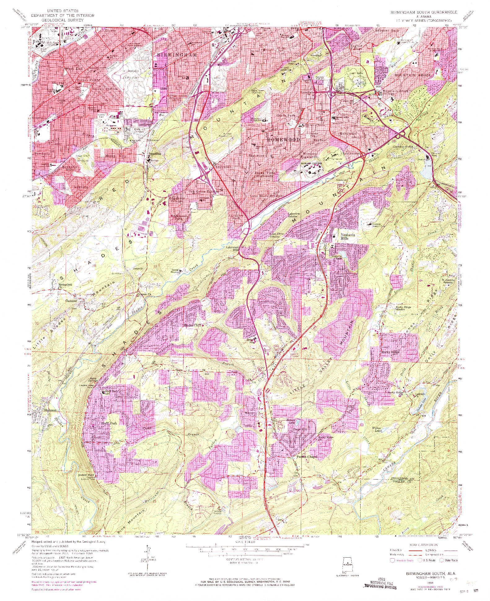 USGS 1:24000-SCALE QUADRANGLE FOR BIRMINGHAM SOUTH, AL 1959