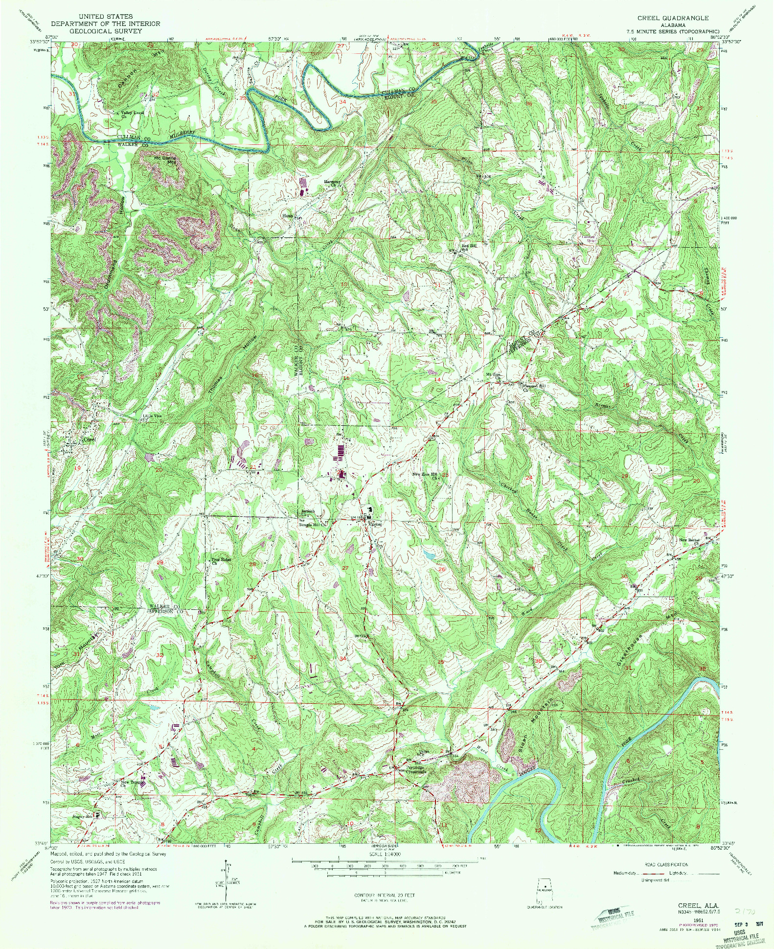 USGS 1:24000-SCALE QUADRANGLE FOR CREEL, AL 1951