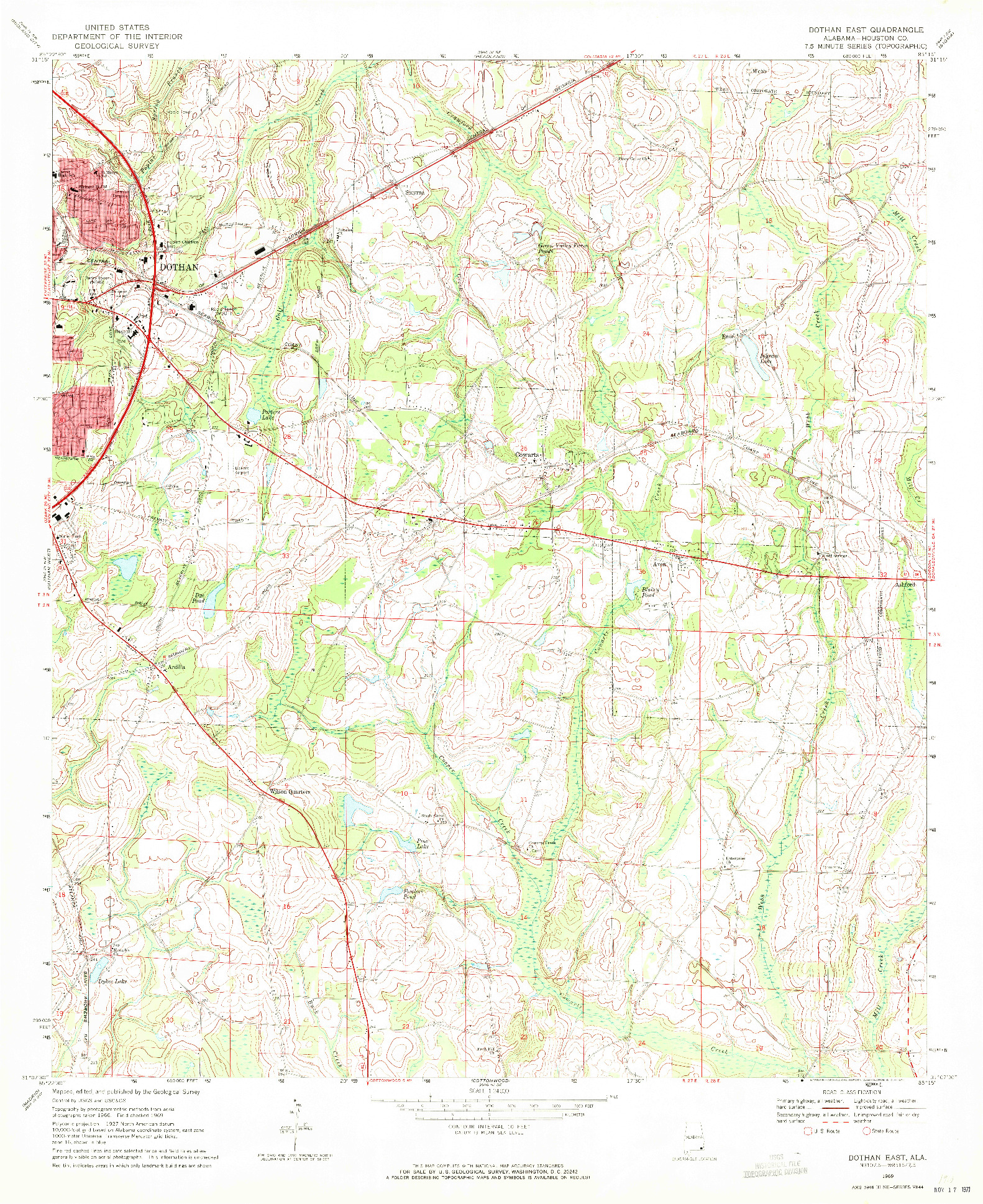 USGS 1:24000-SCALE QUADRANGLE FOR DOTHAN EAST, AL 1969