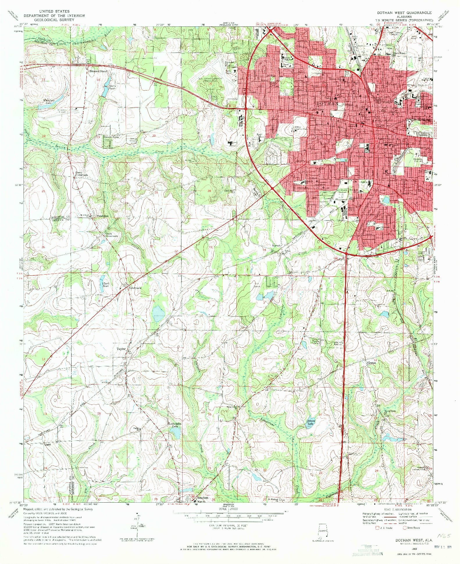 USGS 1:24000-SCALE QUADRANGLE FOR DOTHAN WEST, AL 1969