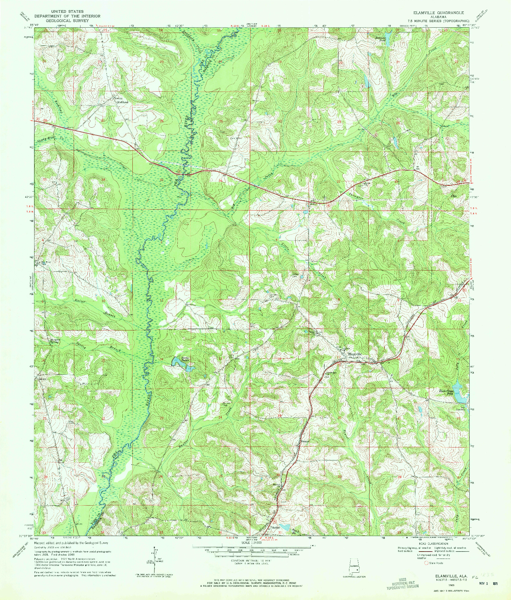 USGS 1:24000-SCALE QUADRANGLE FOR ELAMVILLE, AL 1969