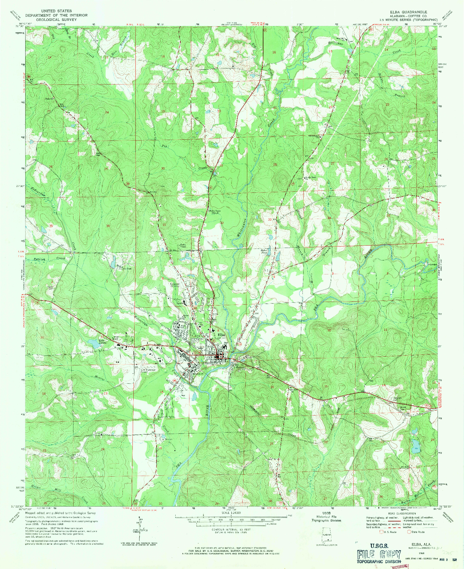 USGS 1:24000-SCALE QUADRANGLE FOR ELBA, AL 1968