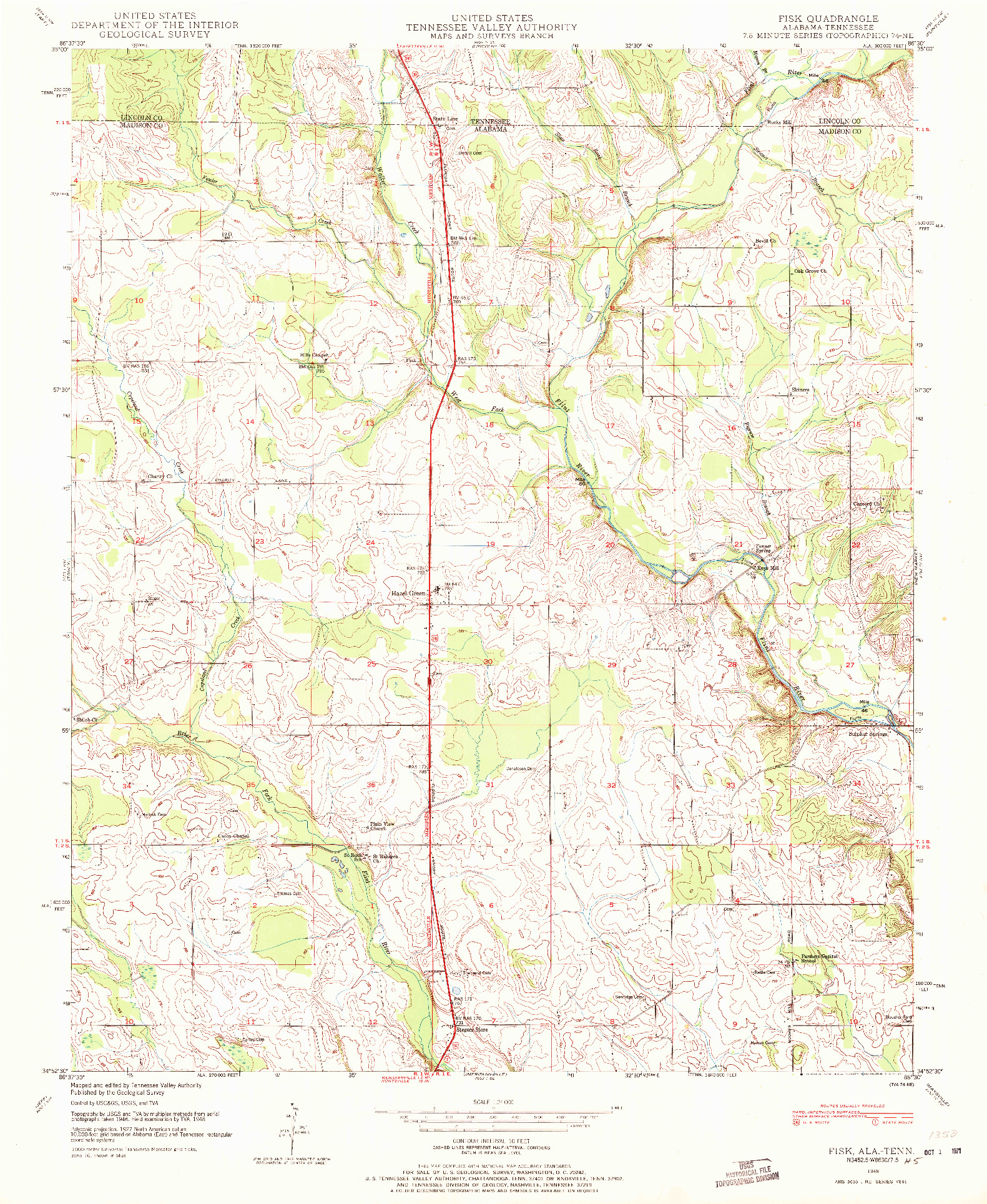 USGS 1:24000-SCALE QUADRANGLE FOR FISK, AL 1948