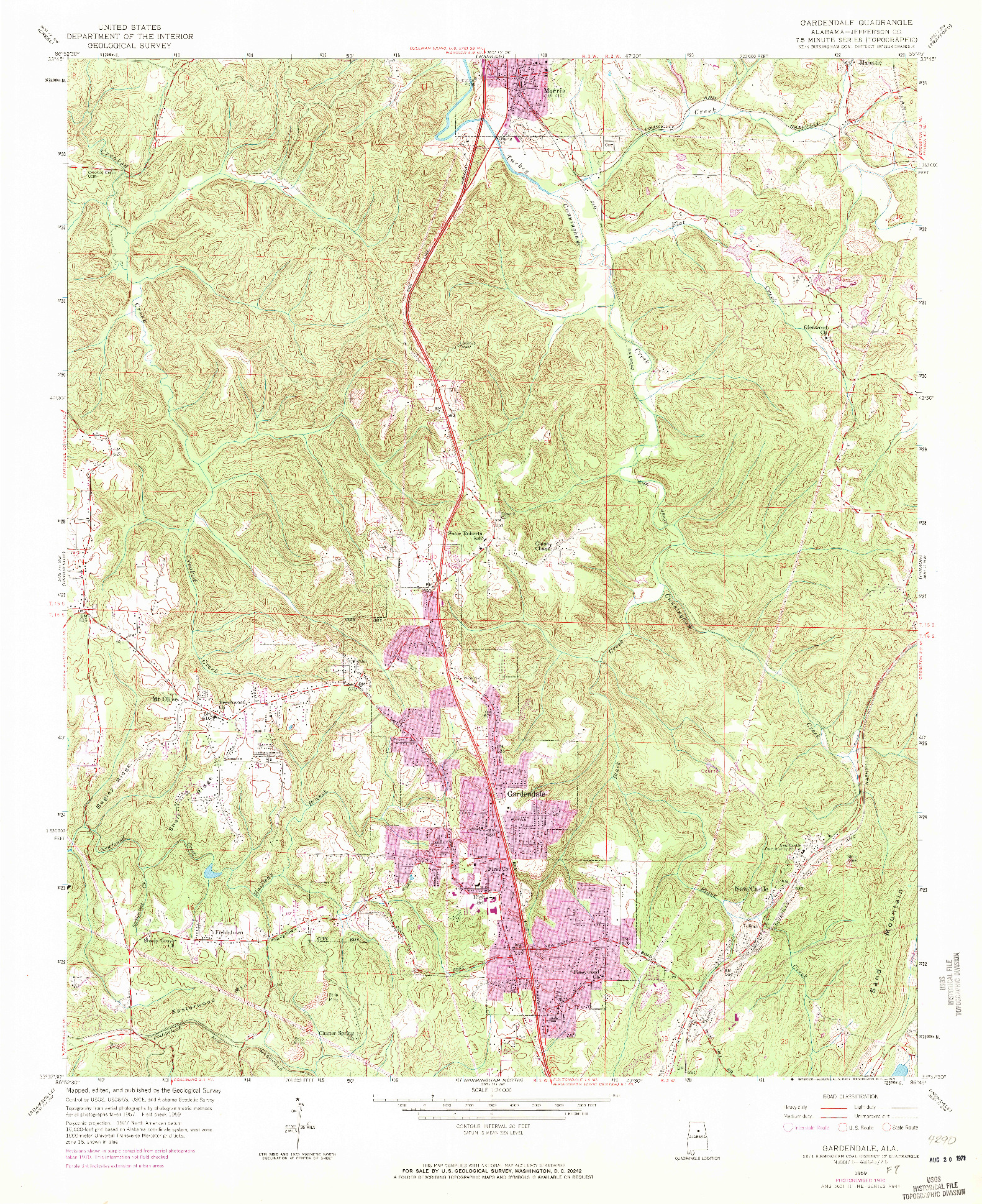 USGS 1:24000-SCALE QUADRANGLE FOR GARDENDALE, AL 1959