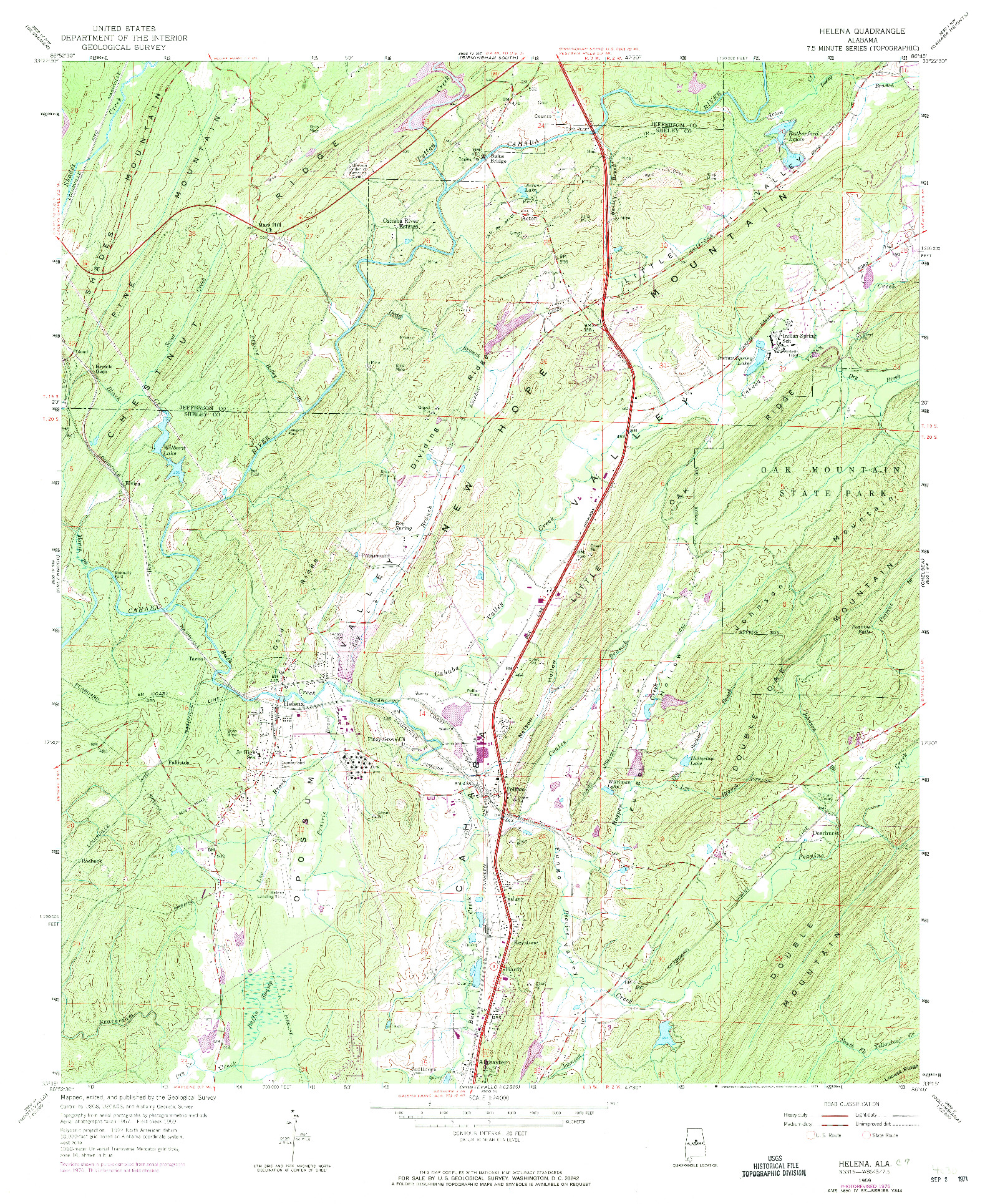 USGS 1:24000-SCALE QUADRANGLE FOR HELENA, AL 1959