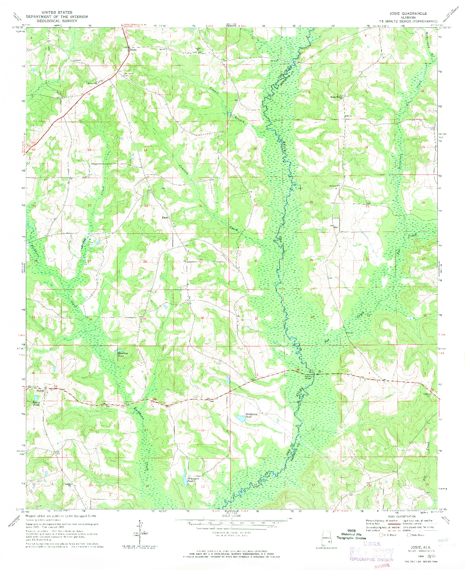 USGS 1:24000-SCALE QUADRANGLE FOR JOSIE, AL 1968