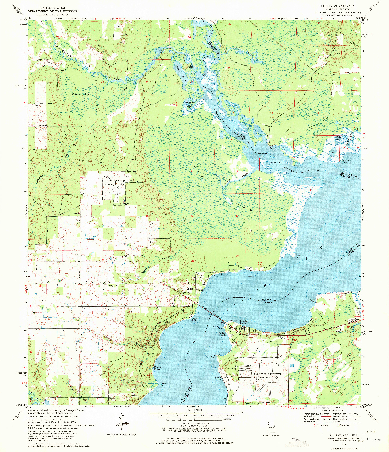 USGS 1:24000-SCALE QUADRANGLE FOR LILLIAN, AL 1970