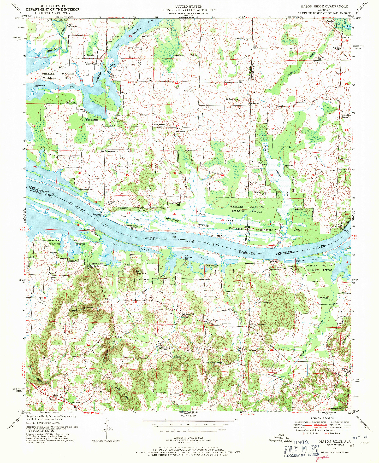 USGS 1:24000-SCALE QUADRANGLE FOR MASON RIDGE, AL 1949