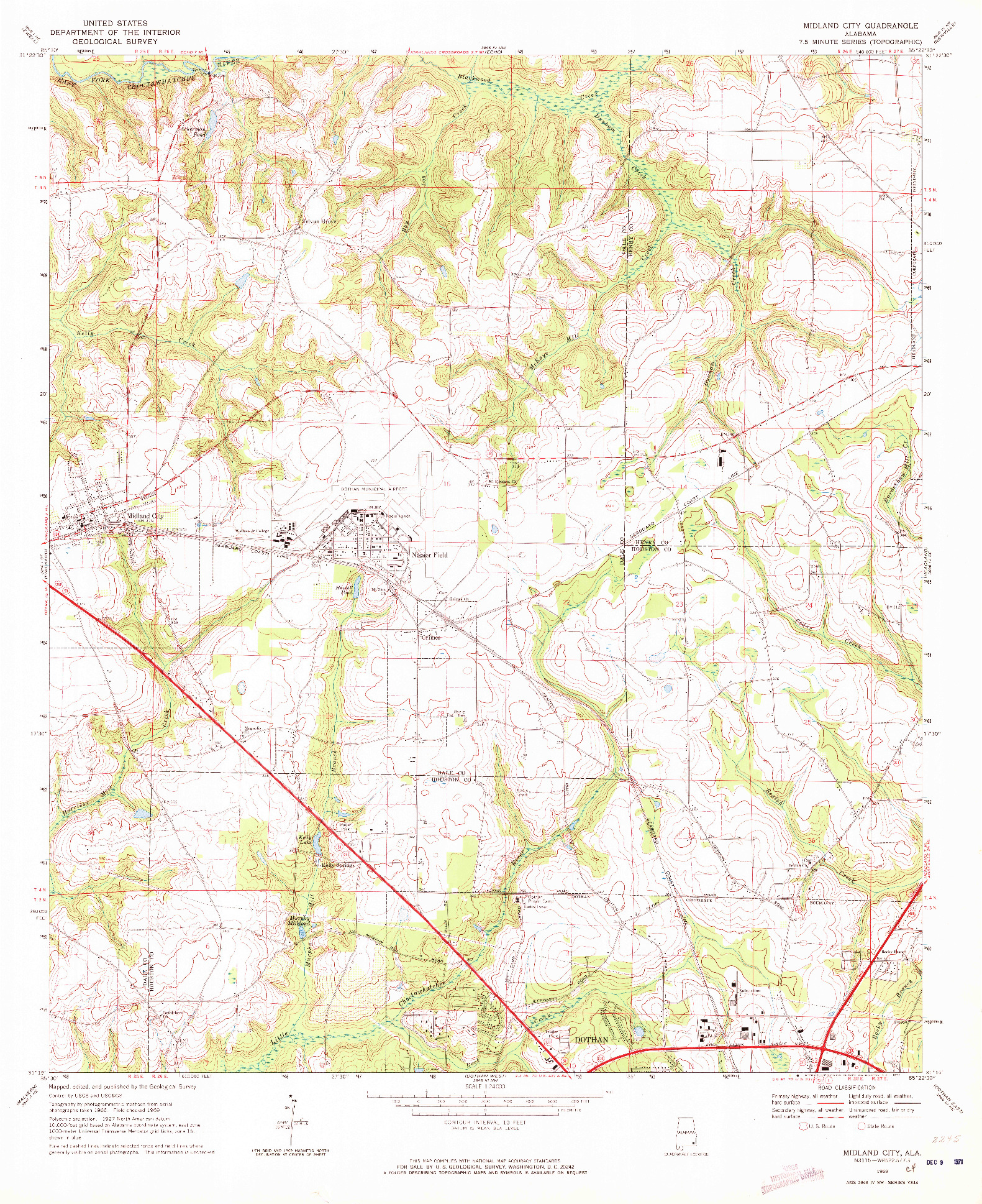 USGS 1:24000-SCALE QUADRANGLE FOR MIDLAND CITY, AL 1969