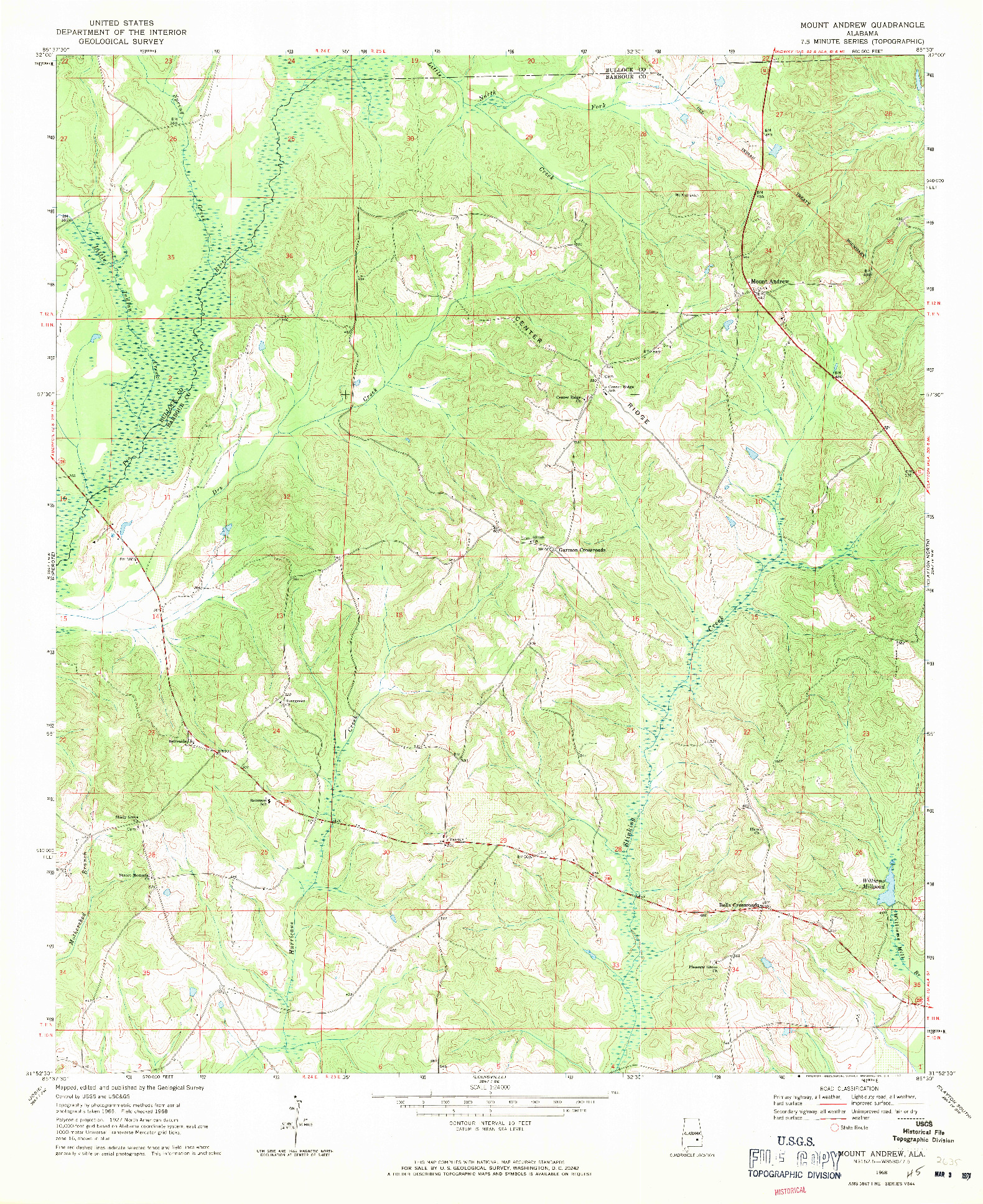 USGS 1:24000-SCALE QUADRANGLE FOR MOUNT ANDREW, AL 1968