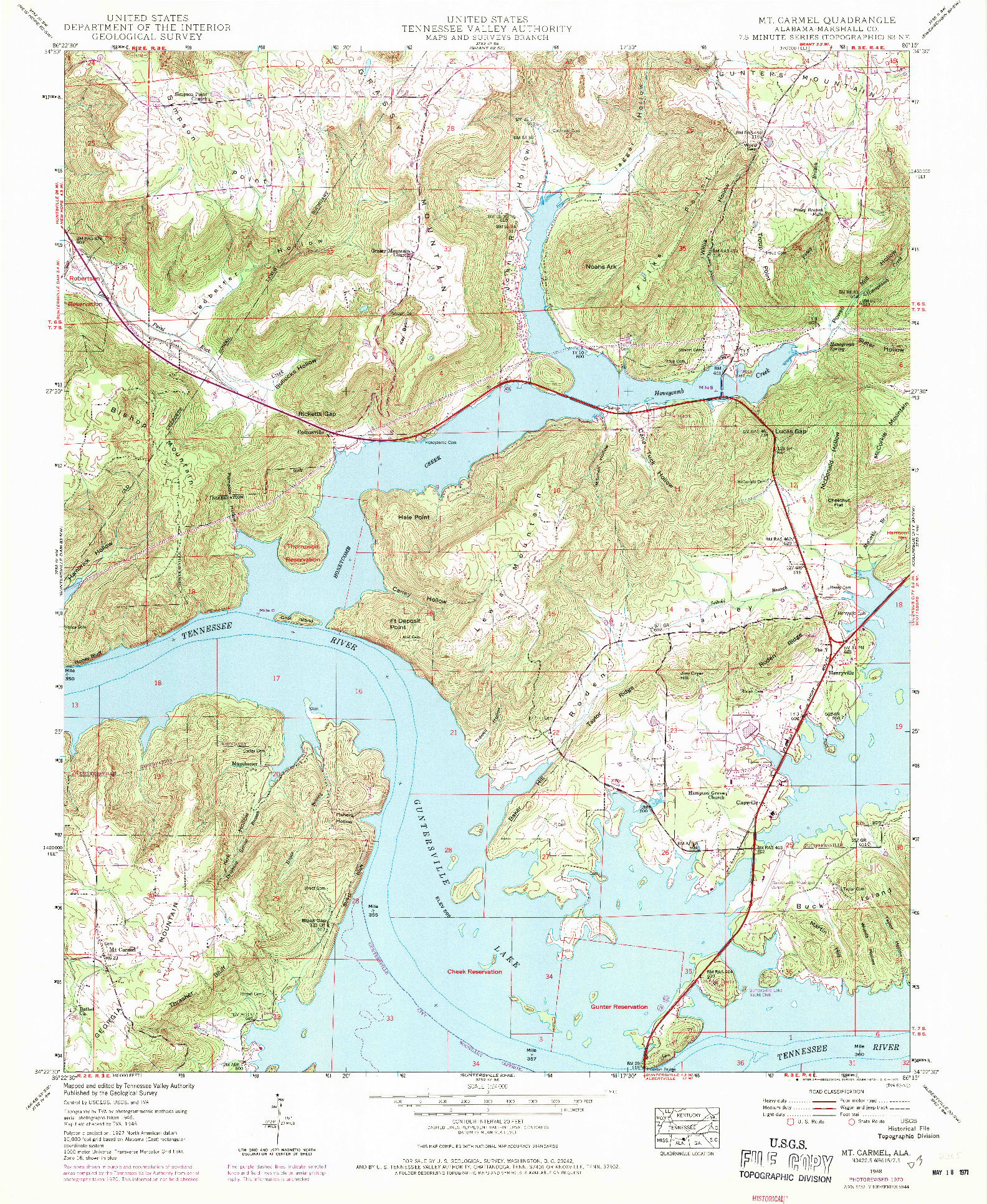 USGS 1:24000-SCALE QUADRANGLE FOR MT CARMEL, AL 1948