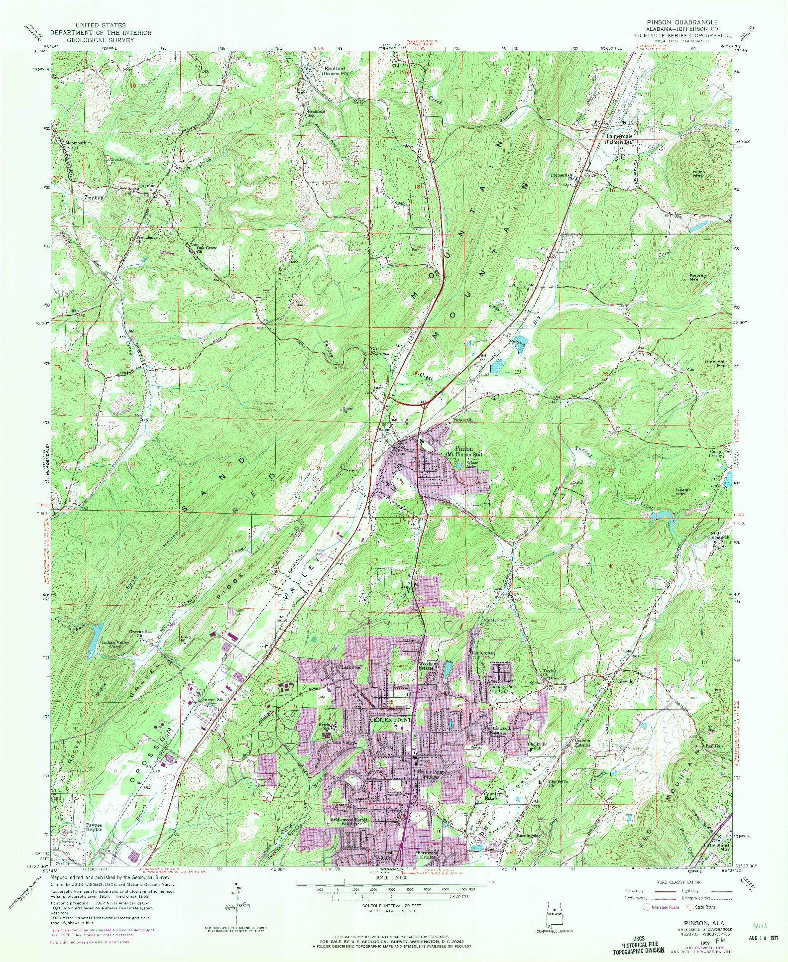 USGS 1:24000-SCALE QUADRANGLE FOR PINSON, AL 1959